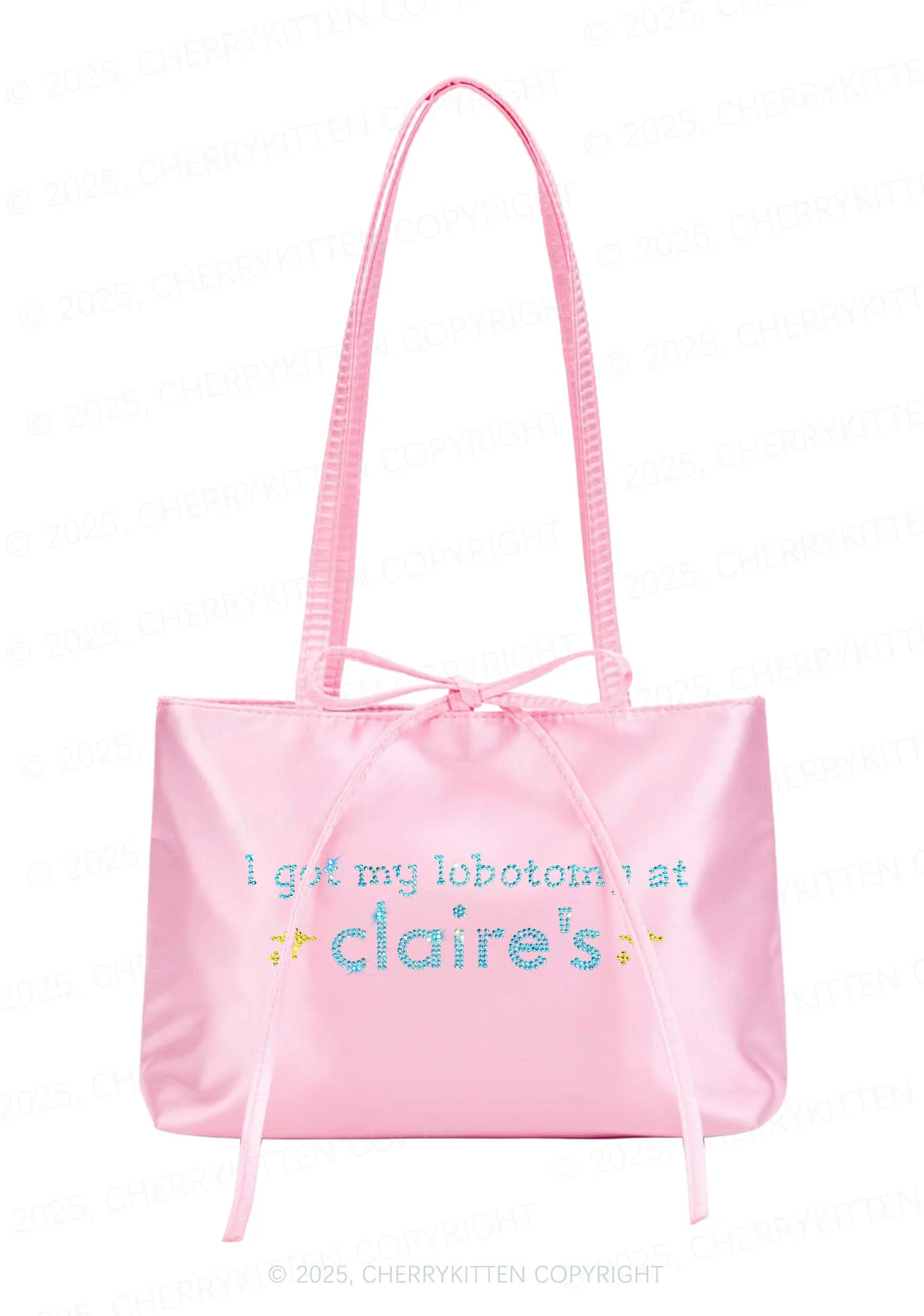 Rhinestone I Got My Lobotomy At Claires Y2K Satin Bags Cherrykitten