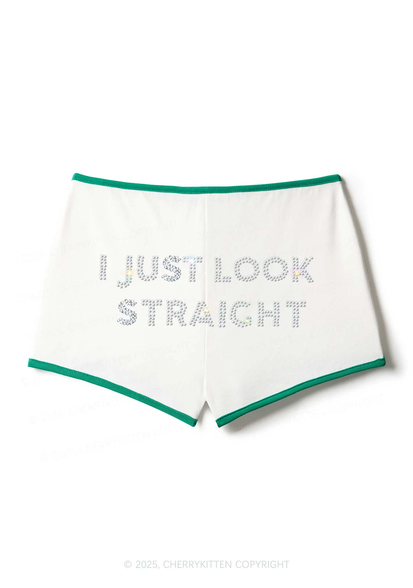 Rhinestone I Just Look Straight Pride Y2K Booty Shorts Cherrykitten - Image 5