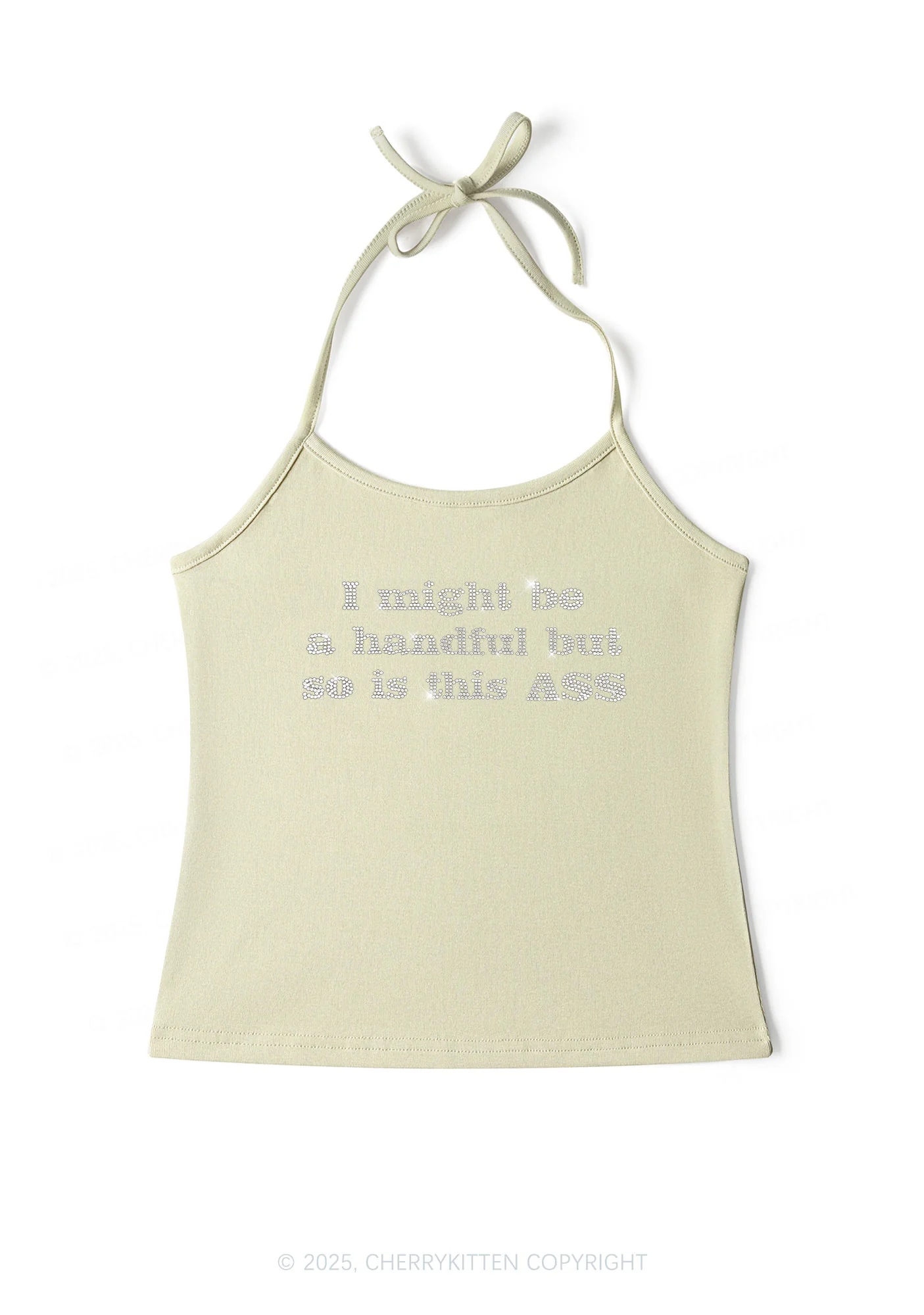 Rhinestone I Might Be Handful Y2K Halter Neck Cami Cherrykitten - Image 6