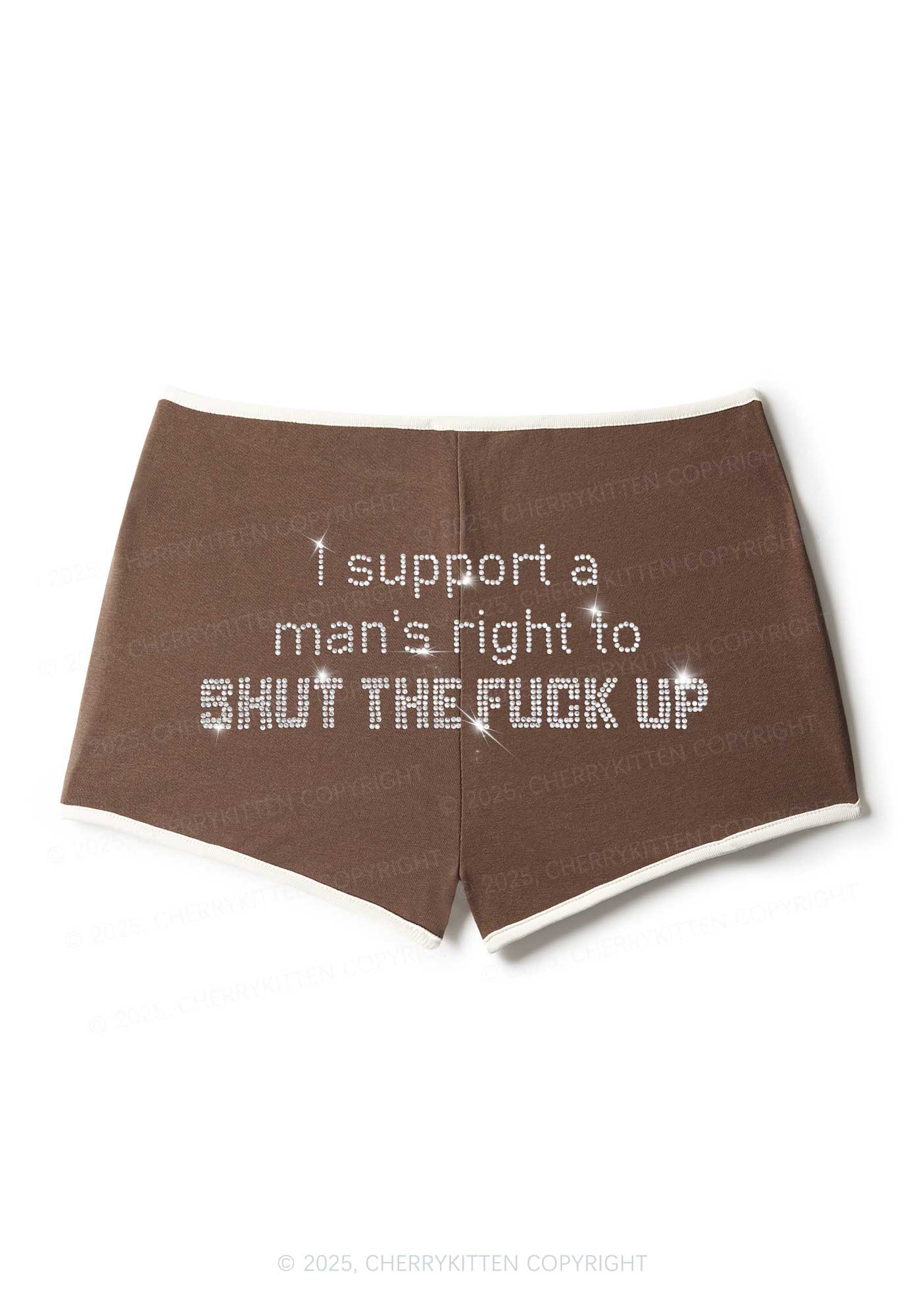 Rhinestone I Support A Mans Right Y2K Booty Shorts Cherrykitten - Image 4