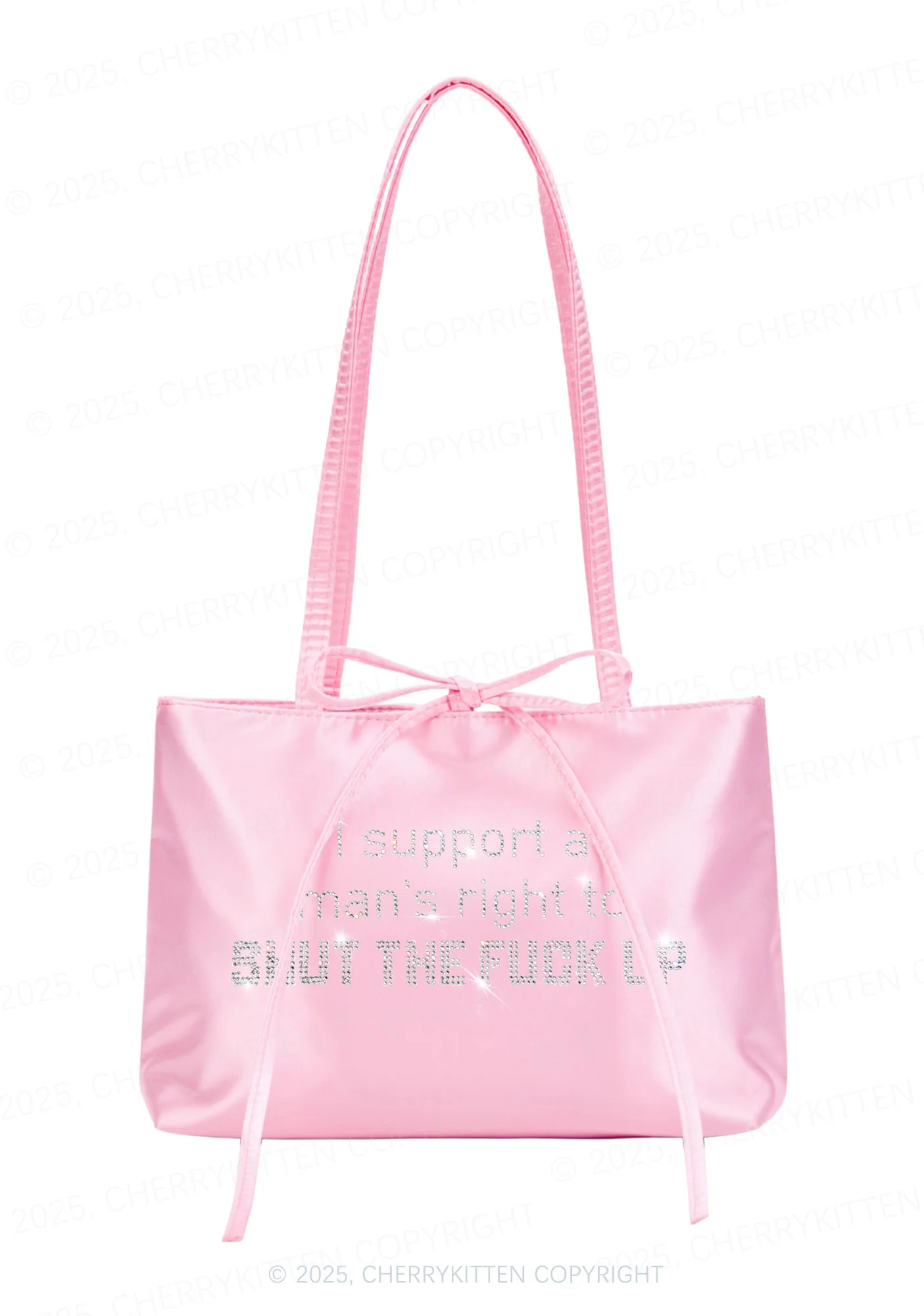 Rhinestone I Support A Mans Right Y2K Satin Bags Cherrykitten