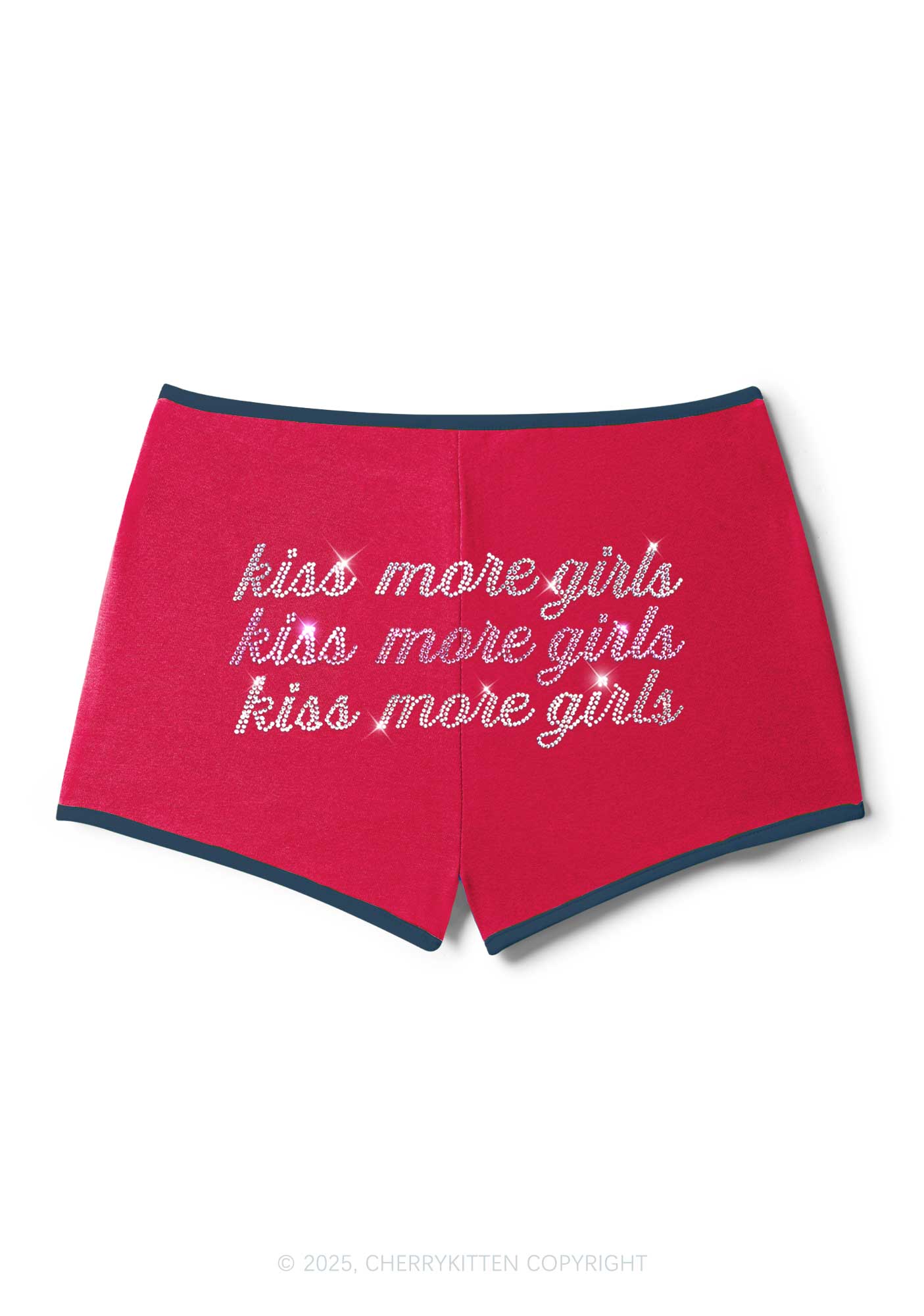 Rhinestone Kiss More Girls Pride Y2K Booty Shorts Cherrykitten - Image 5