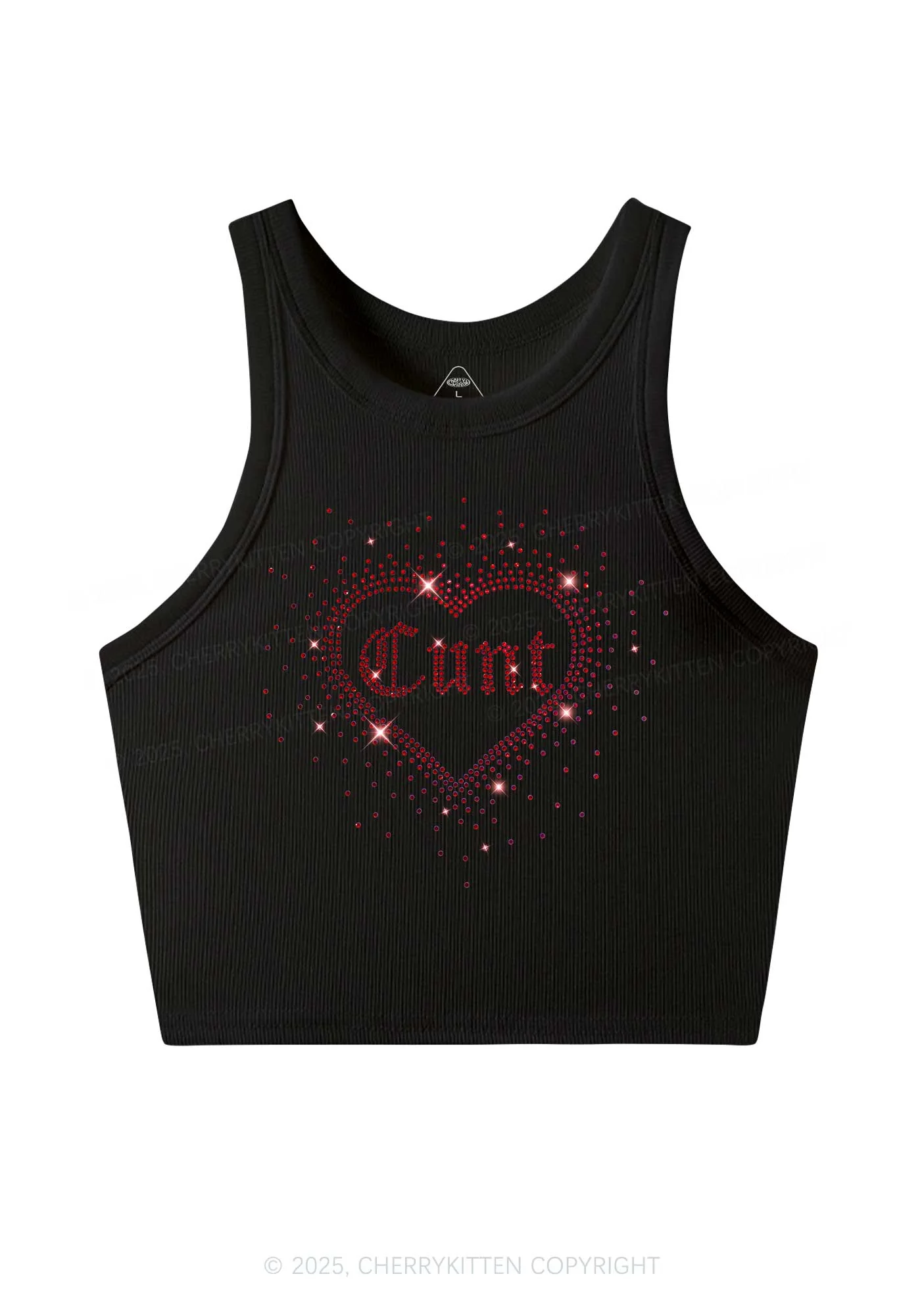 Rhinestone Love Cxxt Y2K Crop Tank Top Cherrykitten - Image 5