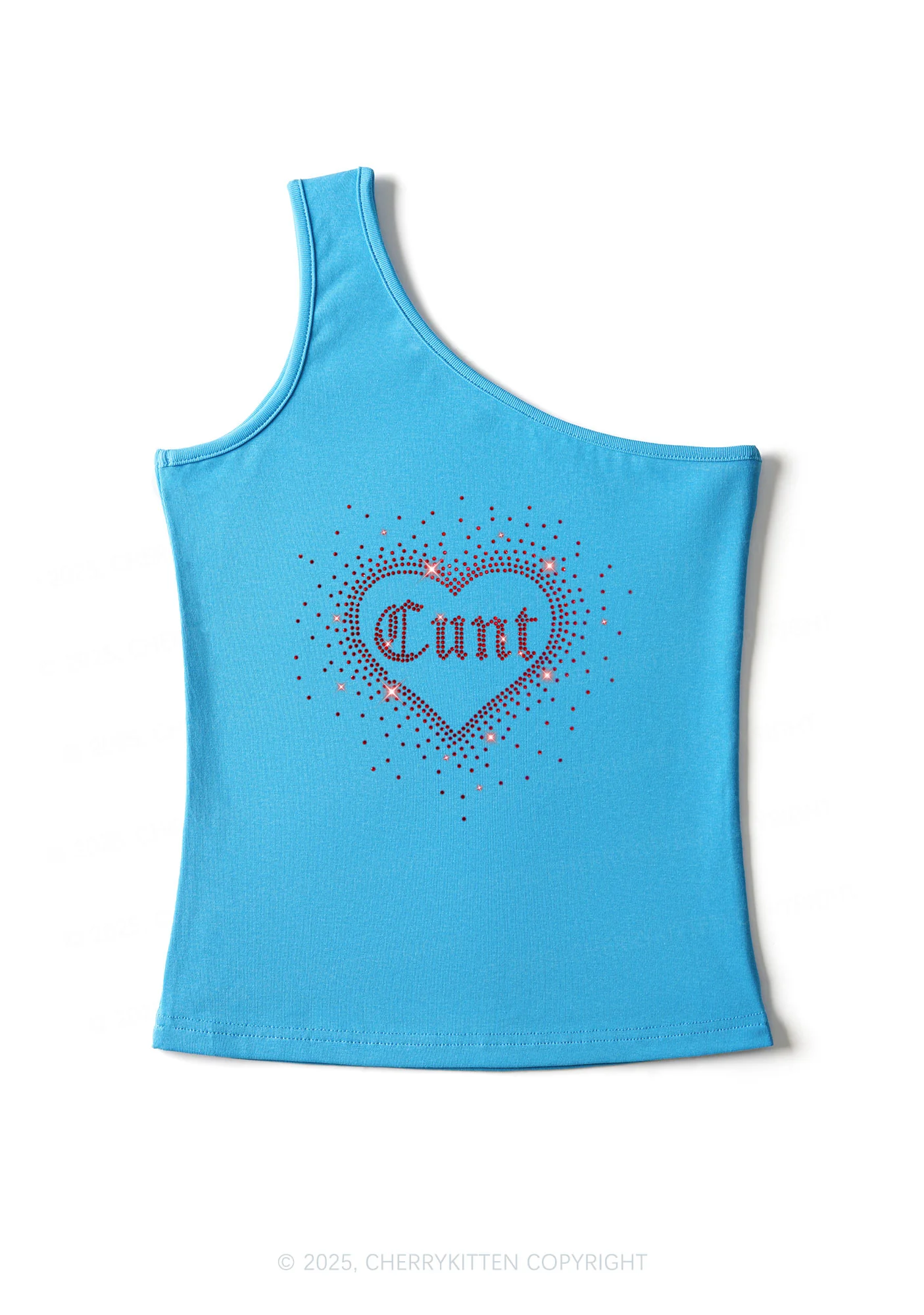 Rhinestone Love Cxxt Y2K One Shoulder Tank Top Cherrykitten - Image 3