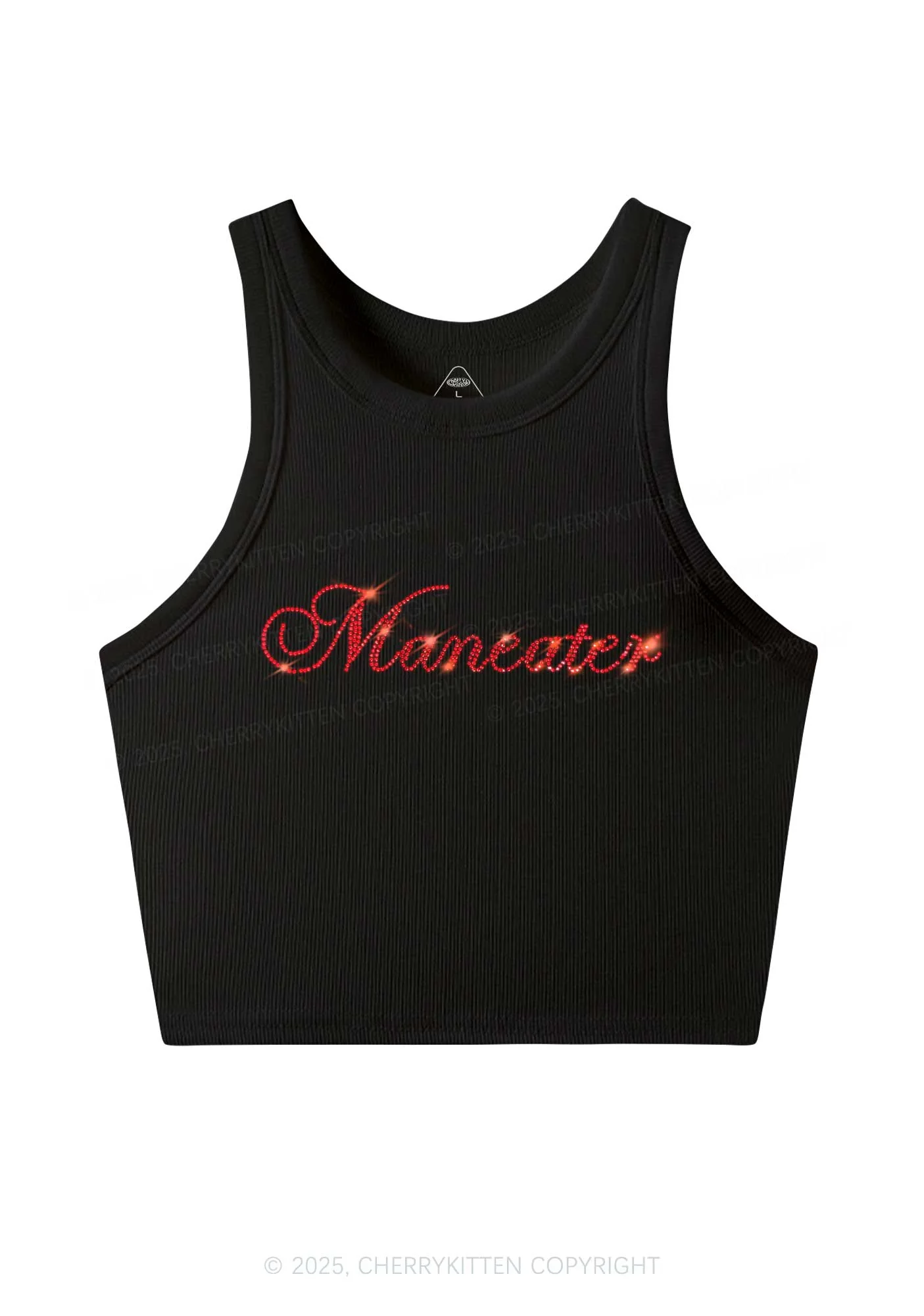 Rhinestone Maneater Y2K Crop Tank Top Cherrykitten - Image 3