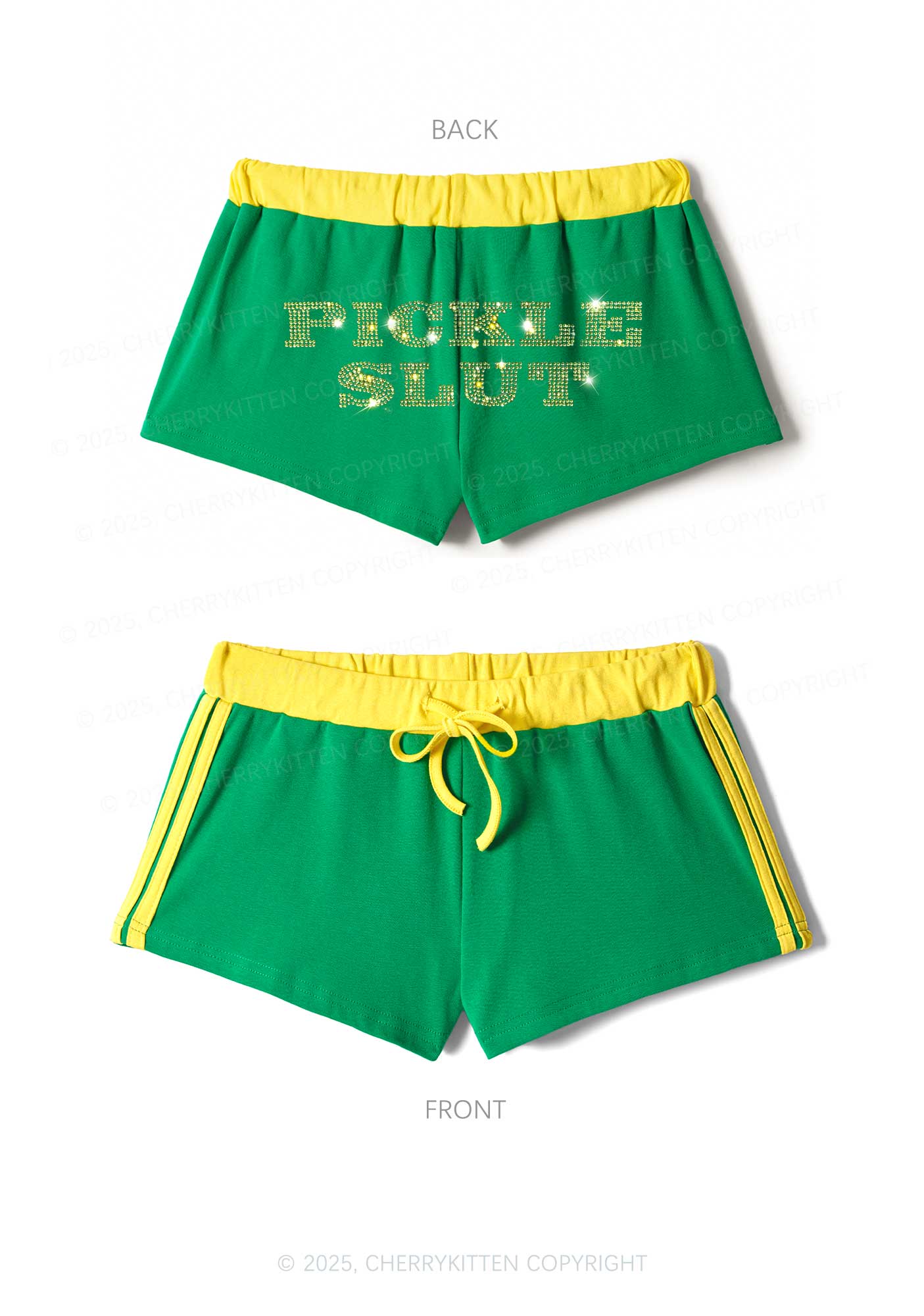 Rhinestone Pickle Slxt Y2K Drawstring Mini Shorts Cherrykitten - Image 6