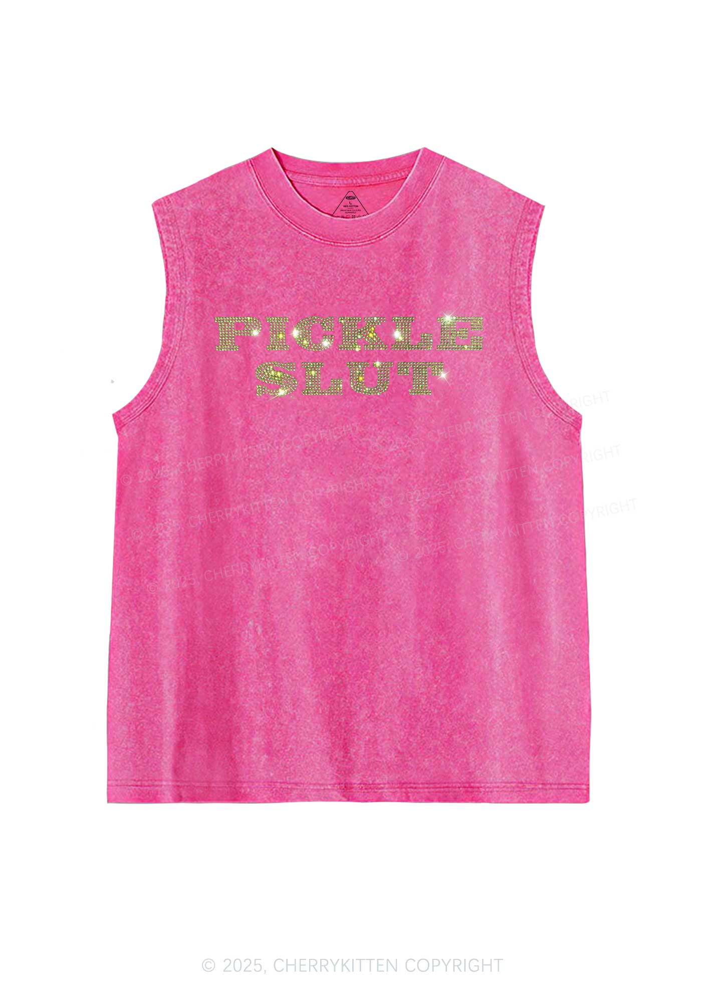 Rhinestone Pickle Slxt Y2K Washed Muscle Tank Cherrykitten - Image 3