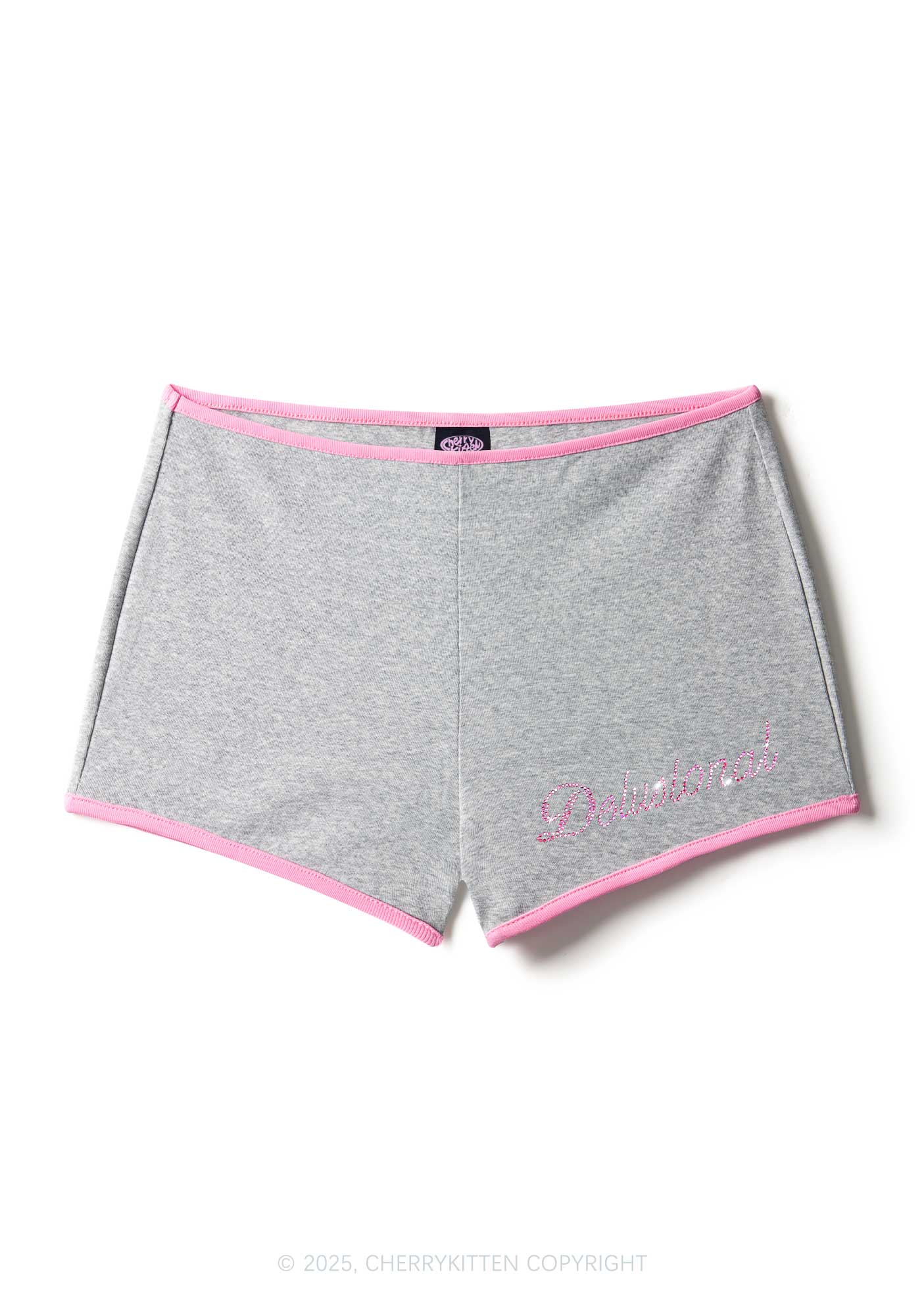 Rhinestone Pink Delusional Y2K Booty Shorts Cherrykitten - Image 8
