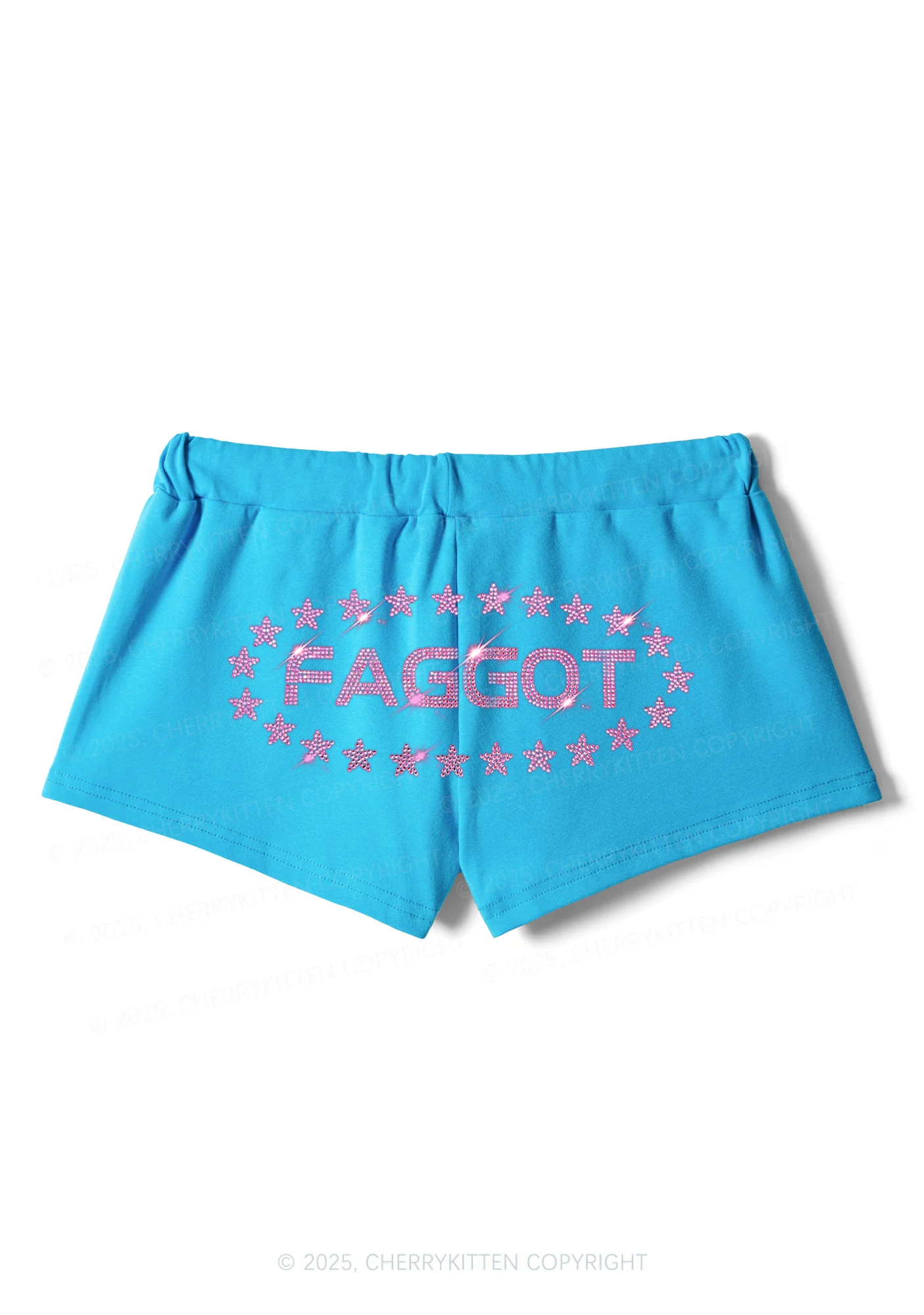 Rhinestone Pink Faggot Stars Pride Y2K Drawstring Mini Shorts Cherrykitten - Image 3