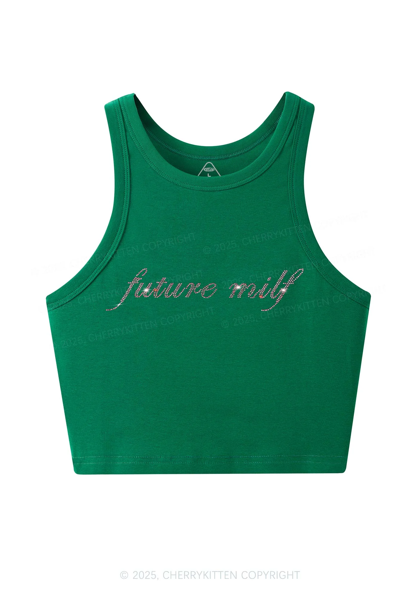 Rhinestone Pink Future Mxxf Y2K Crop Tank Top Cherrykitten - Image 6