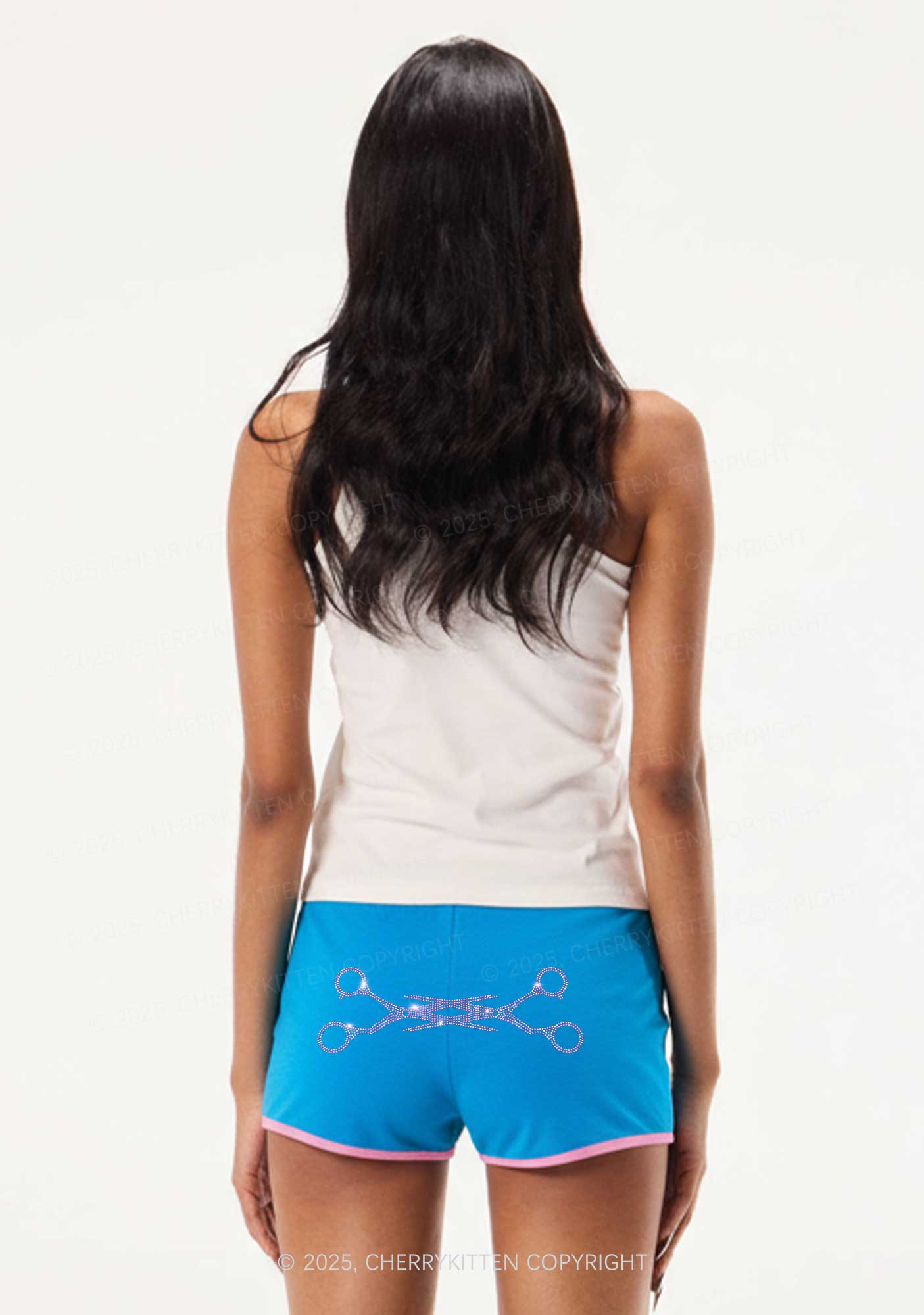 Rhinestone Pink Scissor Pride Y2K Booty Shorts Cherrykitten - Image 2