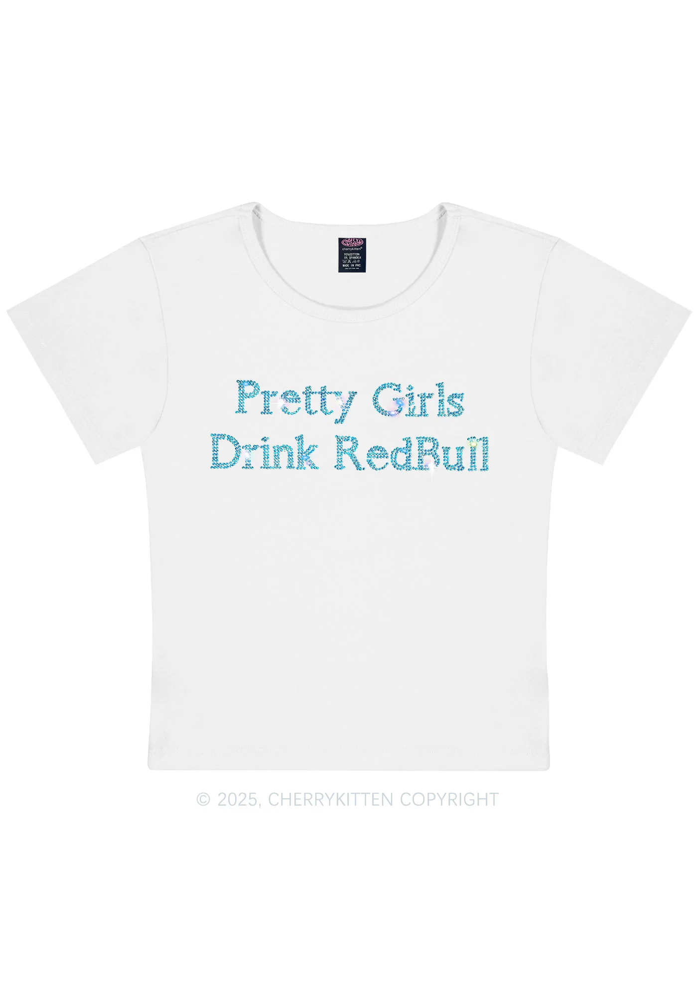 Curvy Rhinestone Pretty Girls Drink Red Y2K Baby Tee Cherrykitten - Image 3