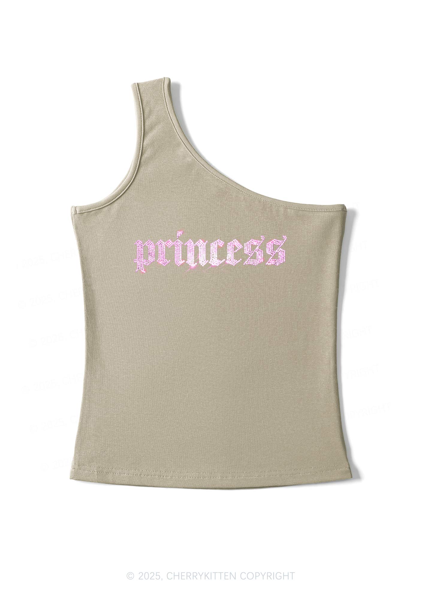 Rhinestone Princess Y2K One Shoulder Tank Top Cherrykitten - Image 4