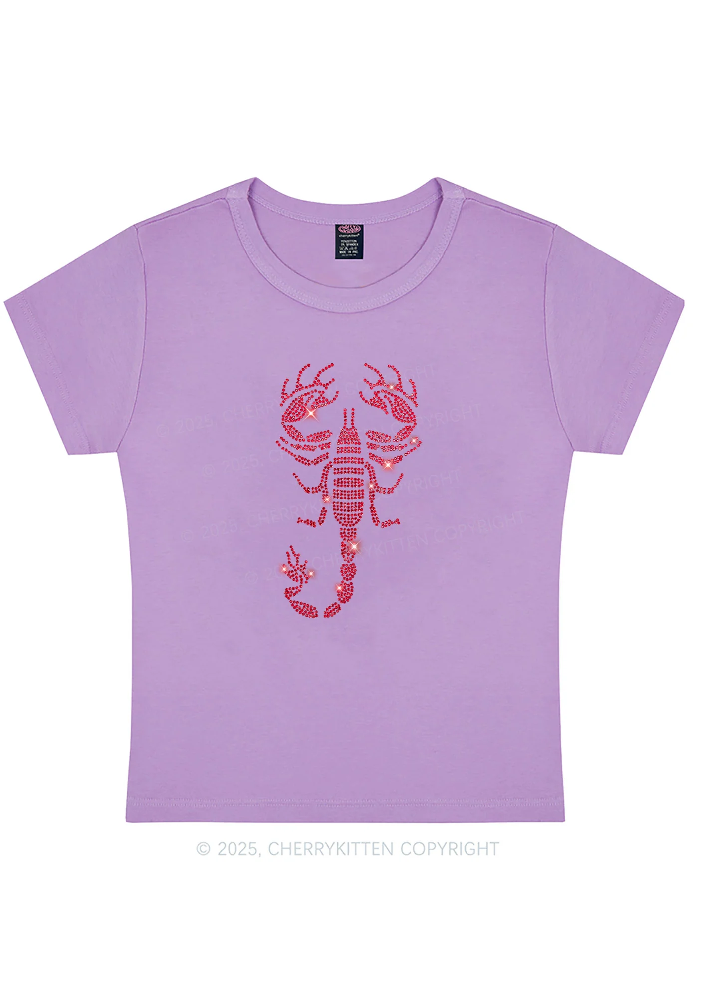 Curvy Rhinestone Red Scorpion Y2K Baby Tee Cherrykitten - Image 4