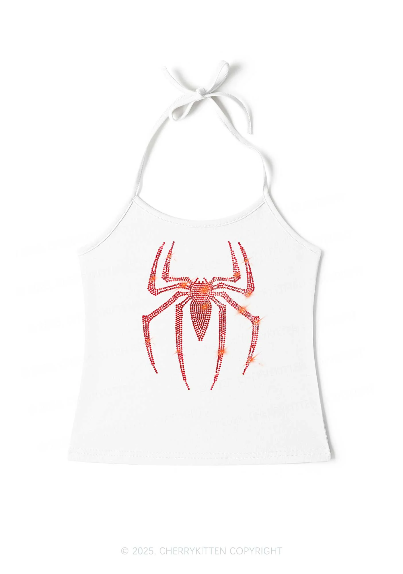 Rhinestone Red Spider Y2K Halter Neck Cami Cherrykitten