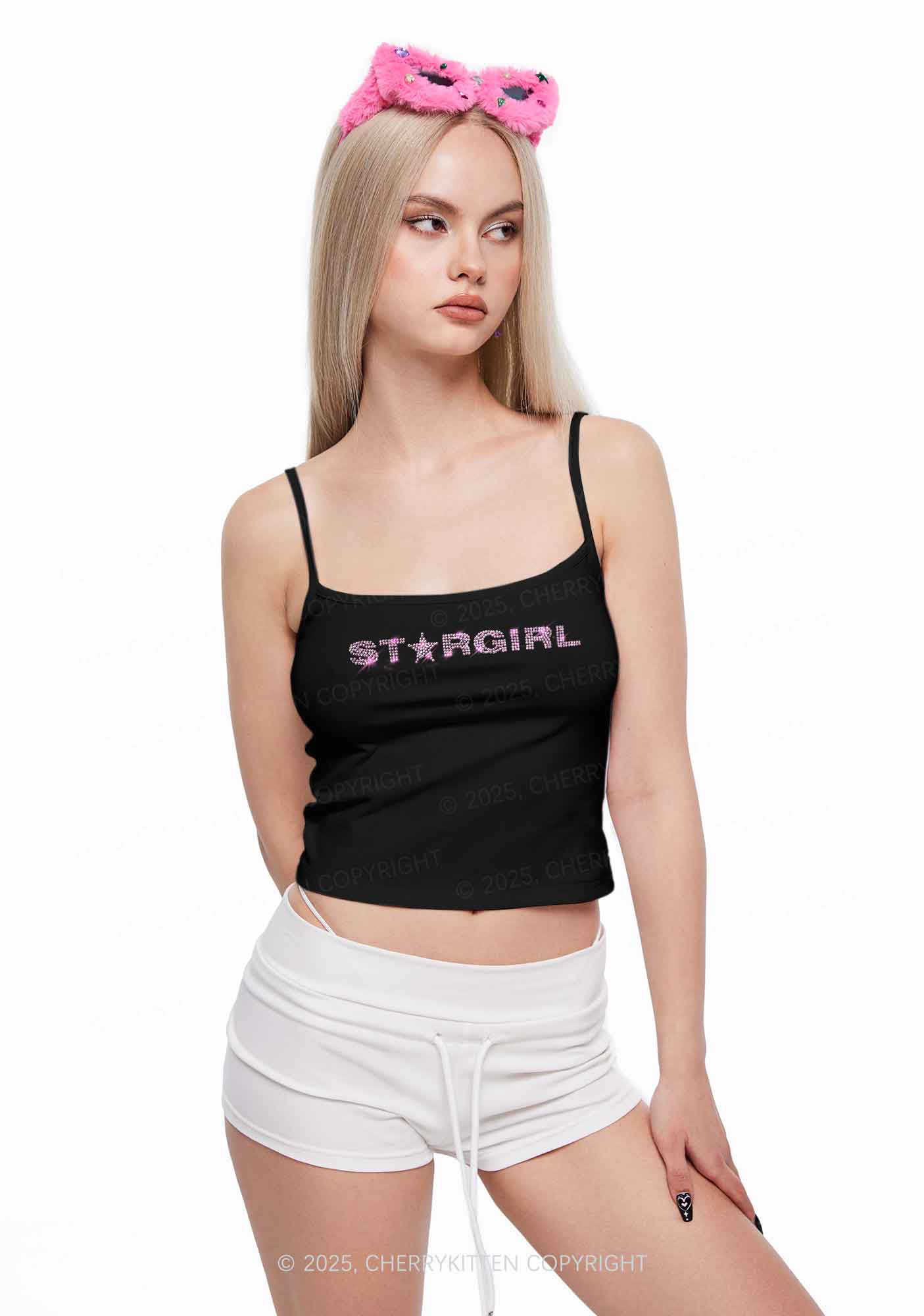 Rhinestone Red Stargirl Y2K Spaghetti Strap Cami Cherrykitten - Image 2