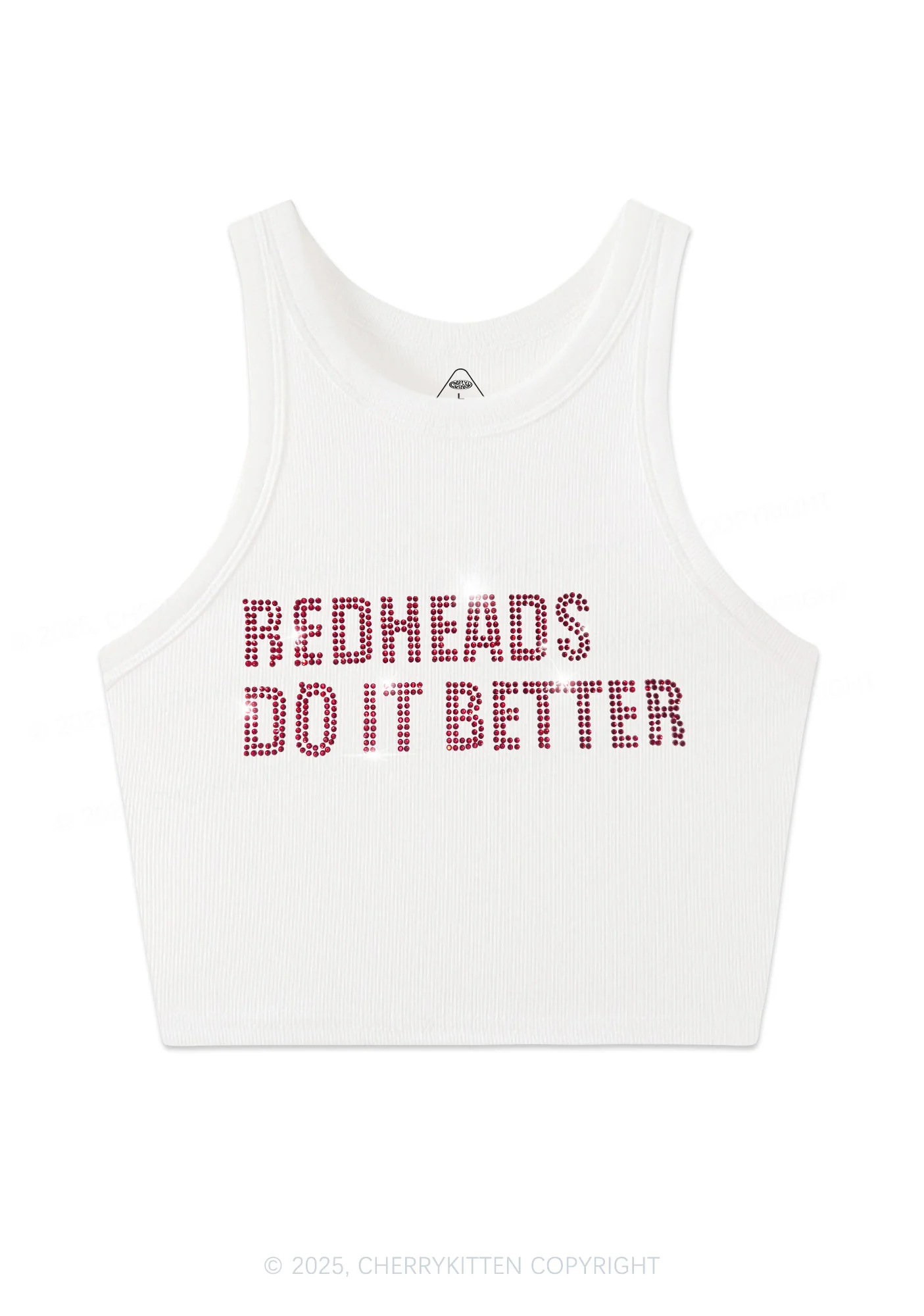 Rhinestone Redheads Do It Better Y2K Crop Tank Top Cherrykitten