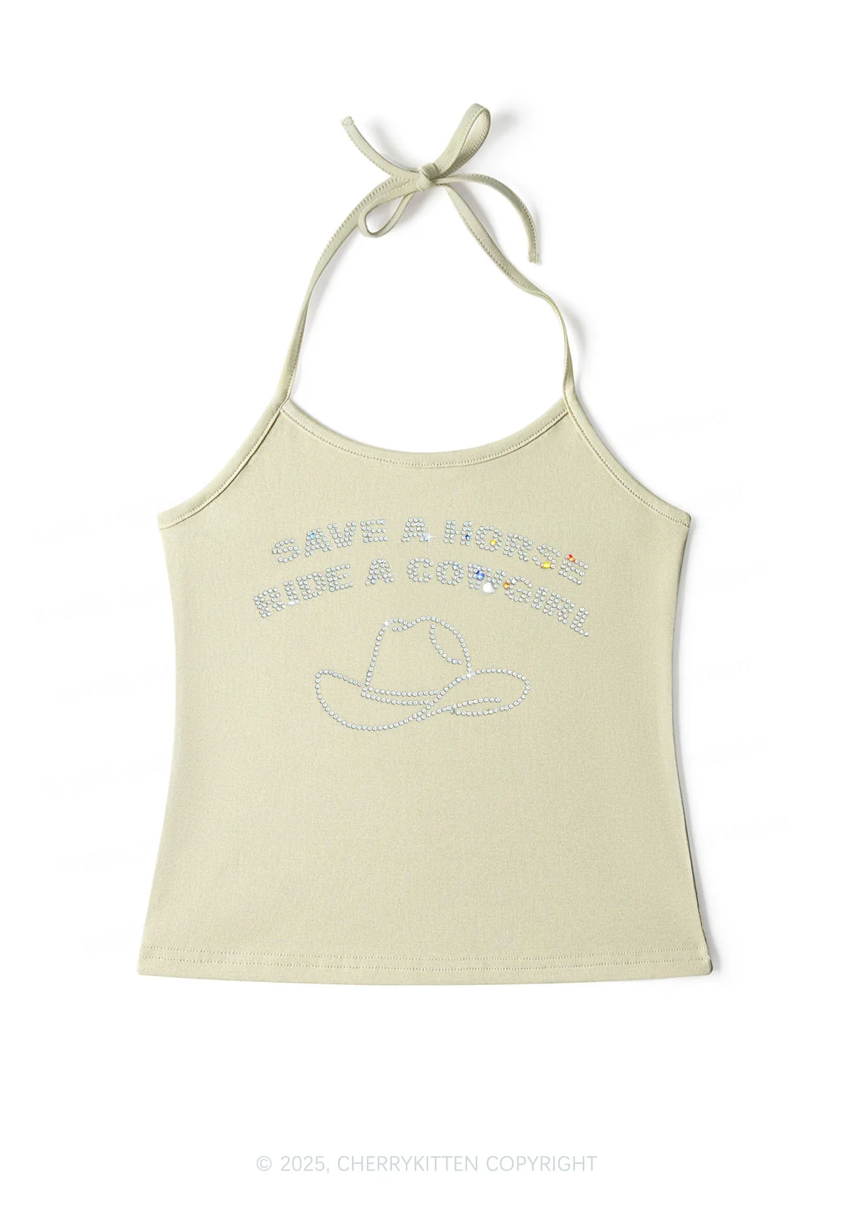 Rhinestone Save Horse Ride Cowgirl Y2K Halter Neck Cami Cherrykitten - Image 6