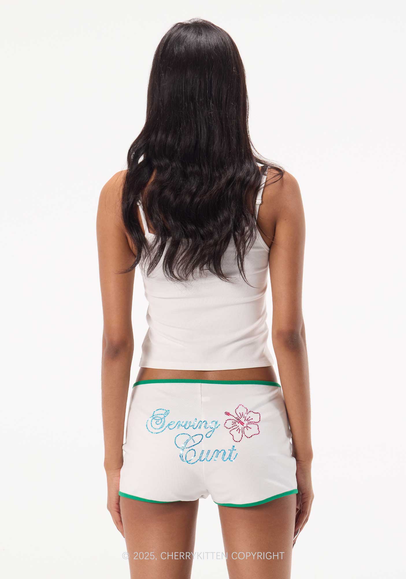 Rhinestone Serving Cxxt Y2K Booty Shorts Cherrykitten - Image 2