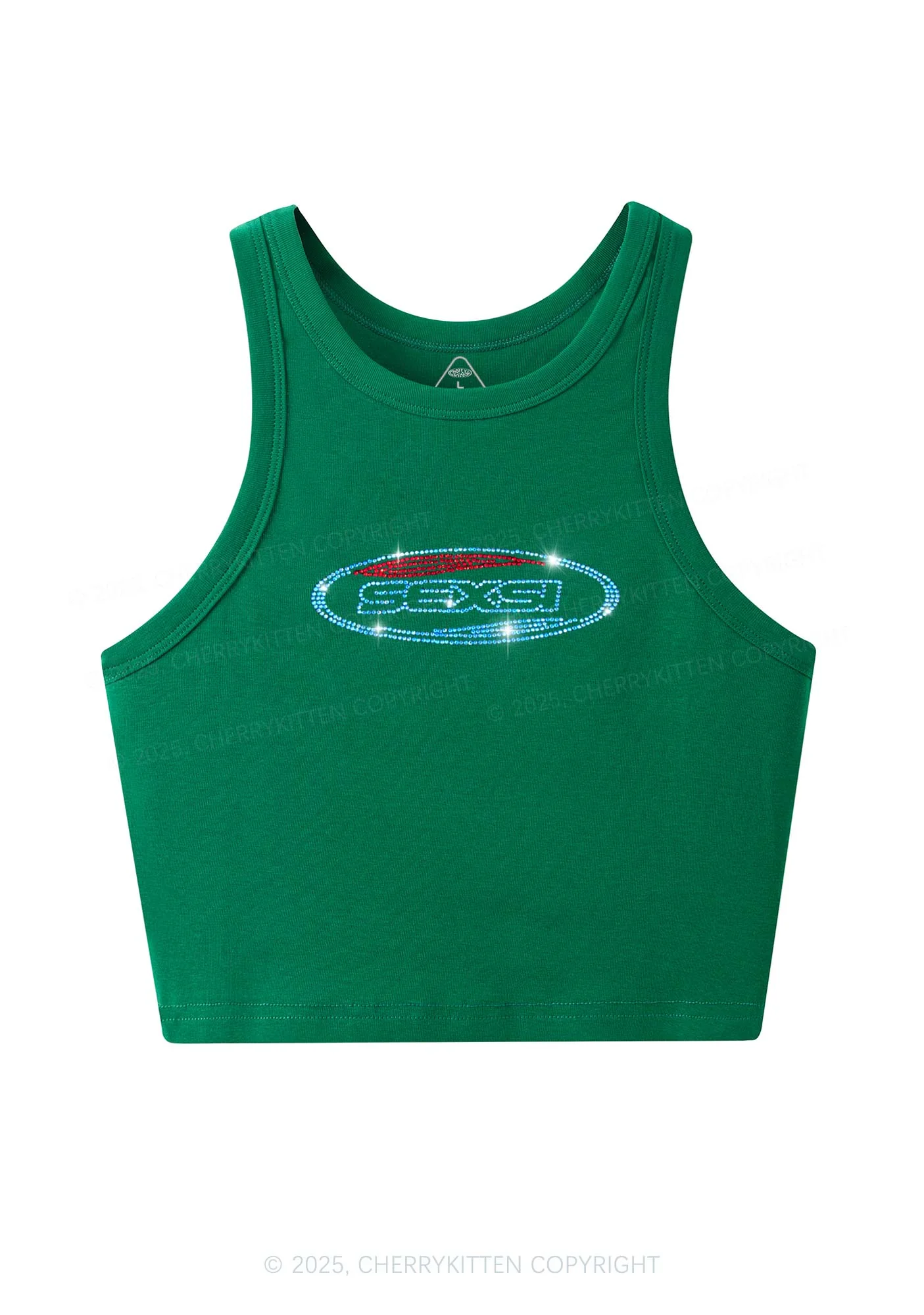 Rhinestone Sexsi Slogan Y2K Crop Tank Top Cherrykitten - Image 5