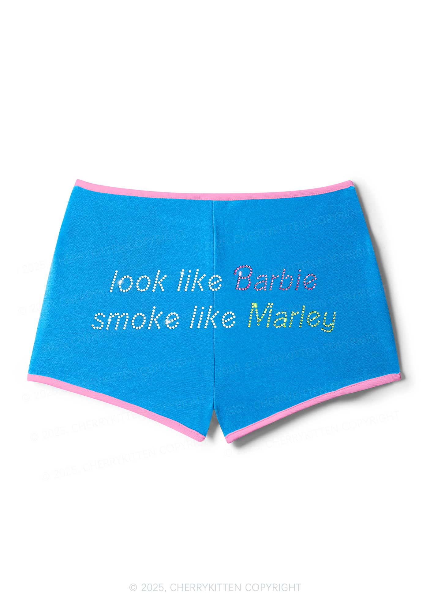 Rhinestone Smoke Like Marley Y2K Booty Shorts Cherrykitten - Image 4