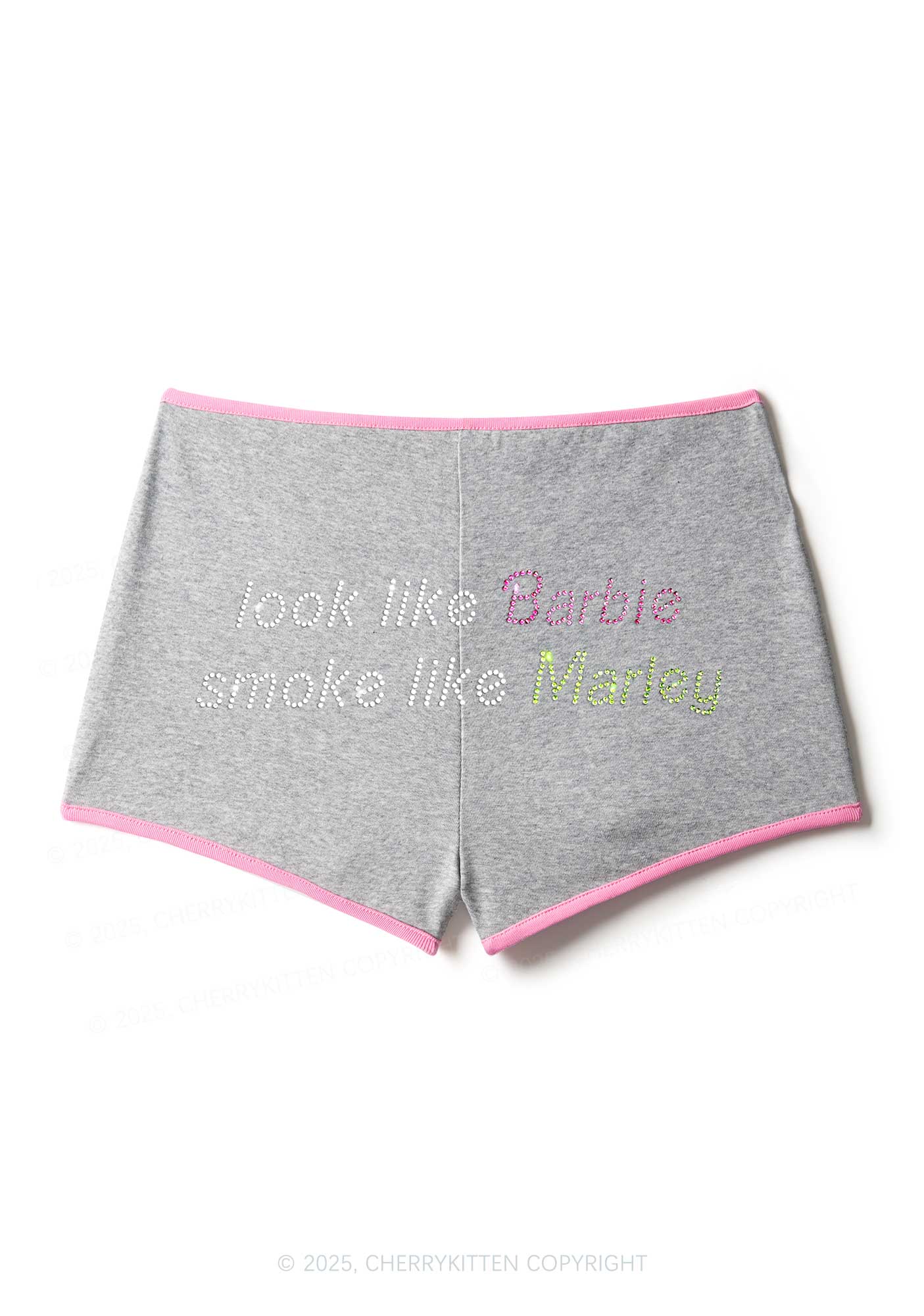 Rhinestone Smoke Like Marley Y2K Booty Shorts Cherrykitten - Image 6