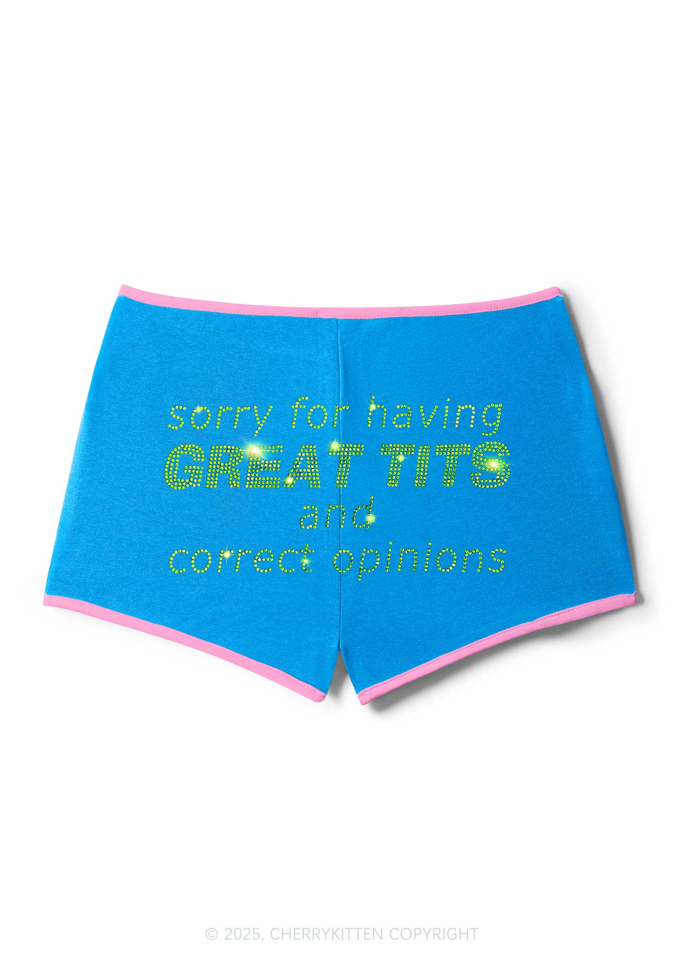 Rhinestone Sorry For Having Correct Opinions Y2K Booty Shorts Cherrykitten - Image 4