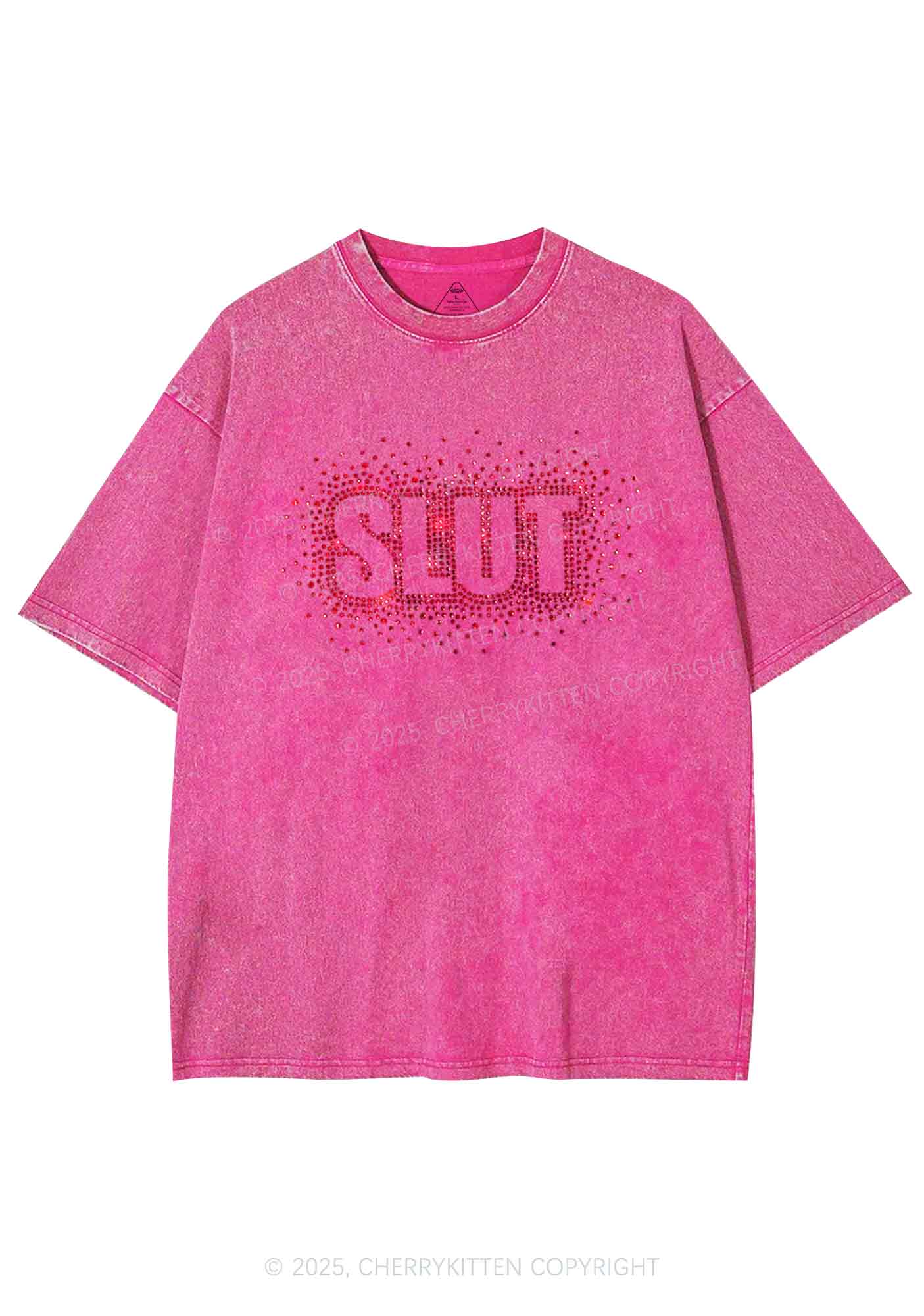 Rhinestone Special Slxt Y2K Shirts Washed Tee Cherrykitten - Image 8