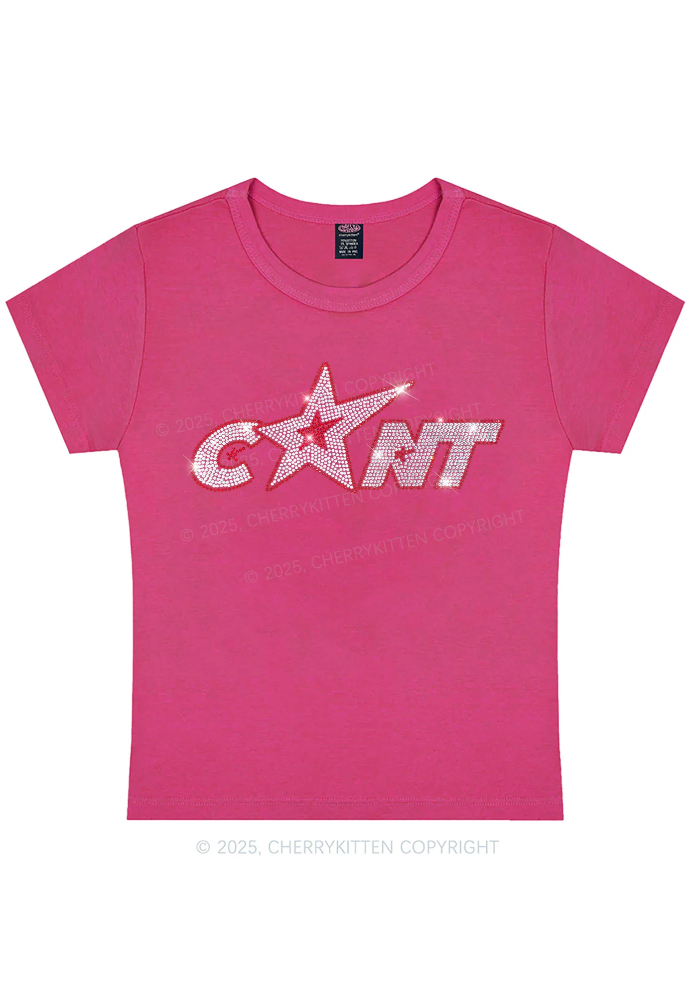 Curvy Rhinestone Star Cxxt Y2K Baby Tee Cherrykitten - Image 5