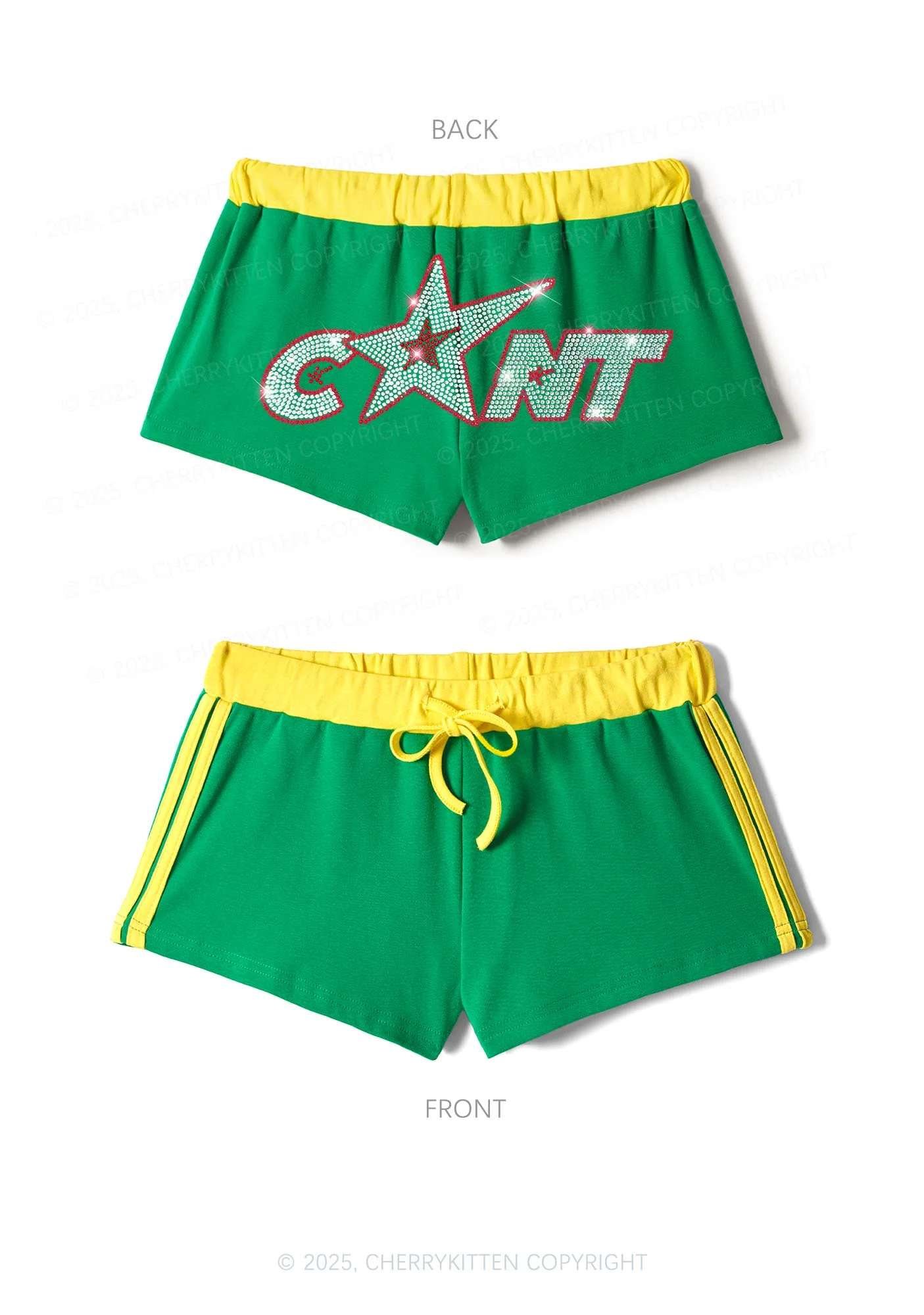 Rhinestone Star Cxxt Y2K Drawstring Mini Shorts Cherrykitten