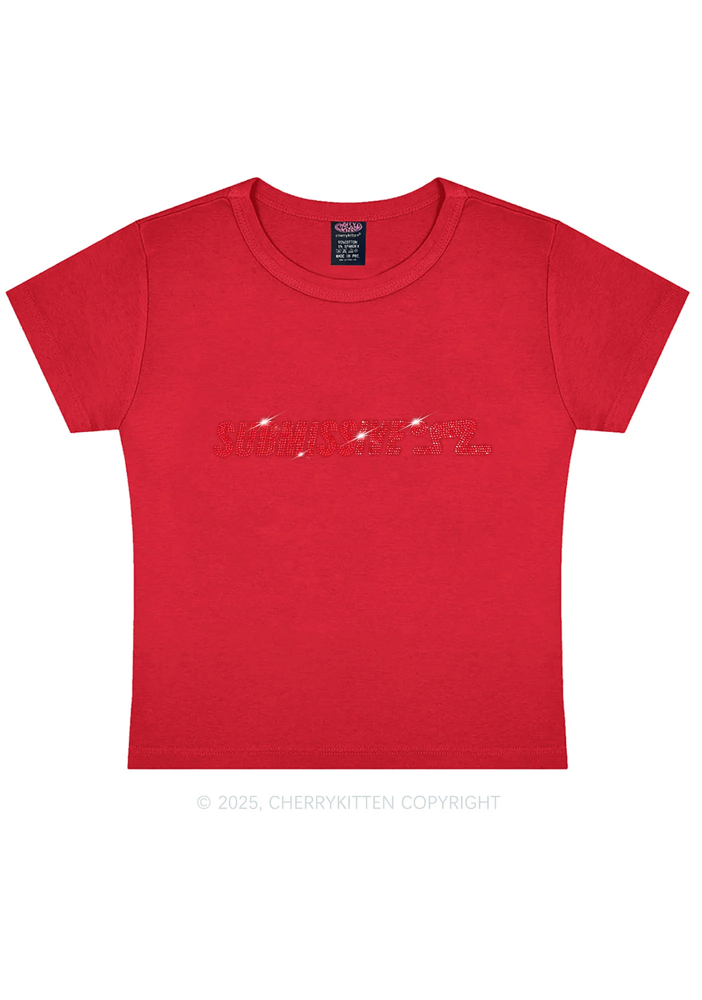 Rhinestone Submissive Man Y2K Baby Tee Cherrykitten - Image 11