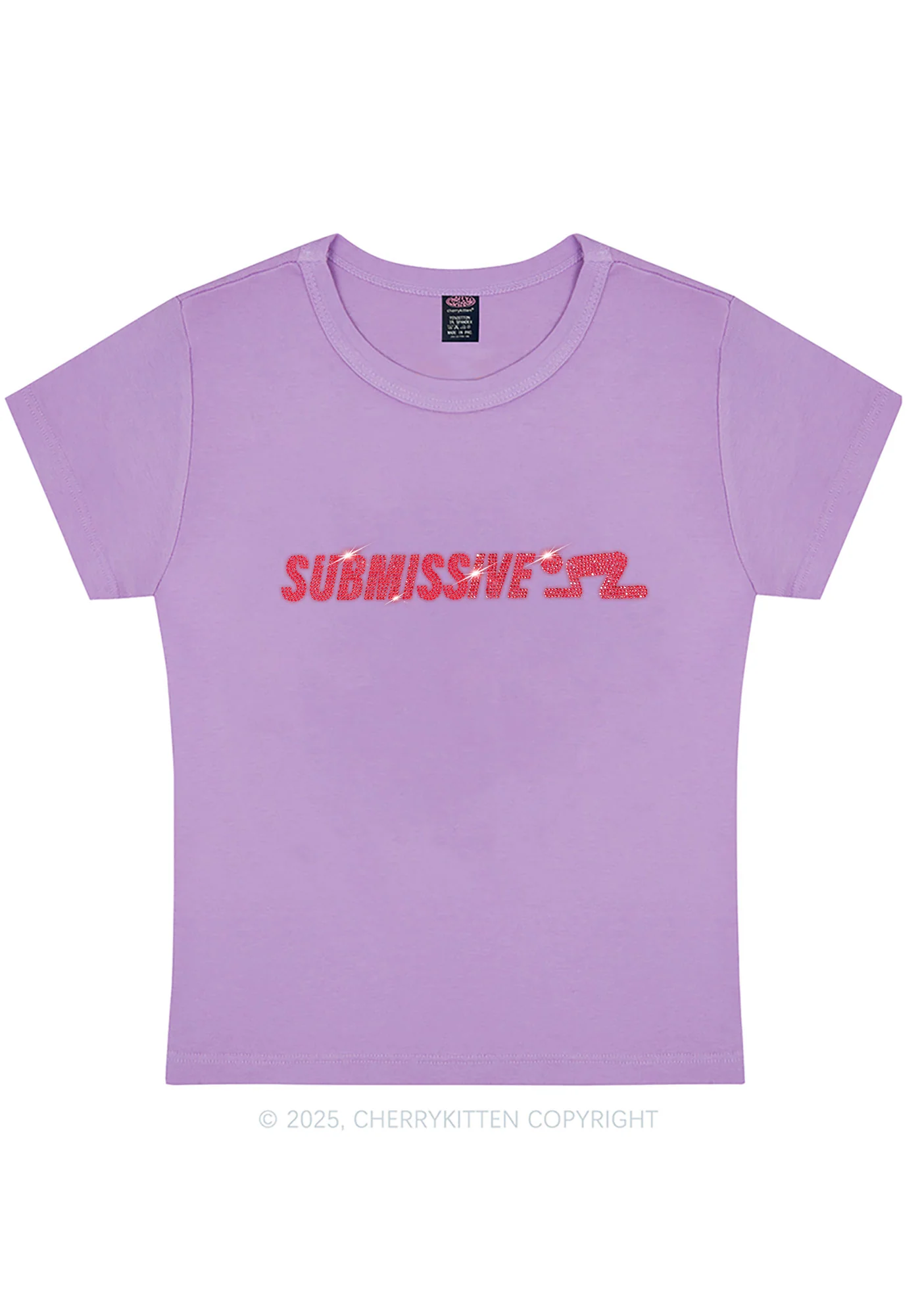 Rhinestone Submissive Man Y2K Baby Tee Cherrykitten - Image 5