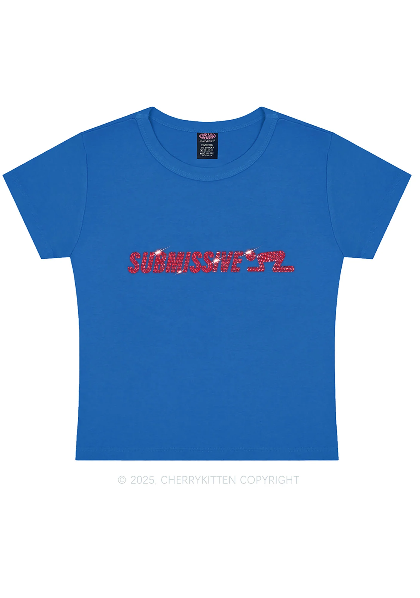 Rhinestone Submissive Man Y2K Baby Tee Cherrykitten - Image 9