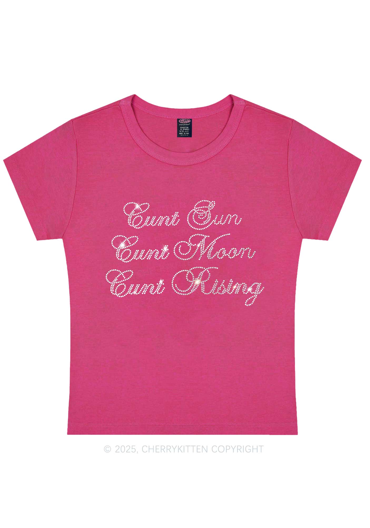 Rhinestone Sun Moon Rising Y2K Baby Tee Cherrykitten - Image 4