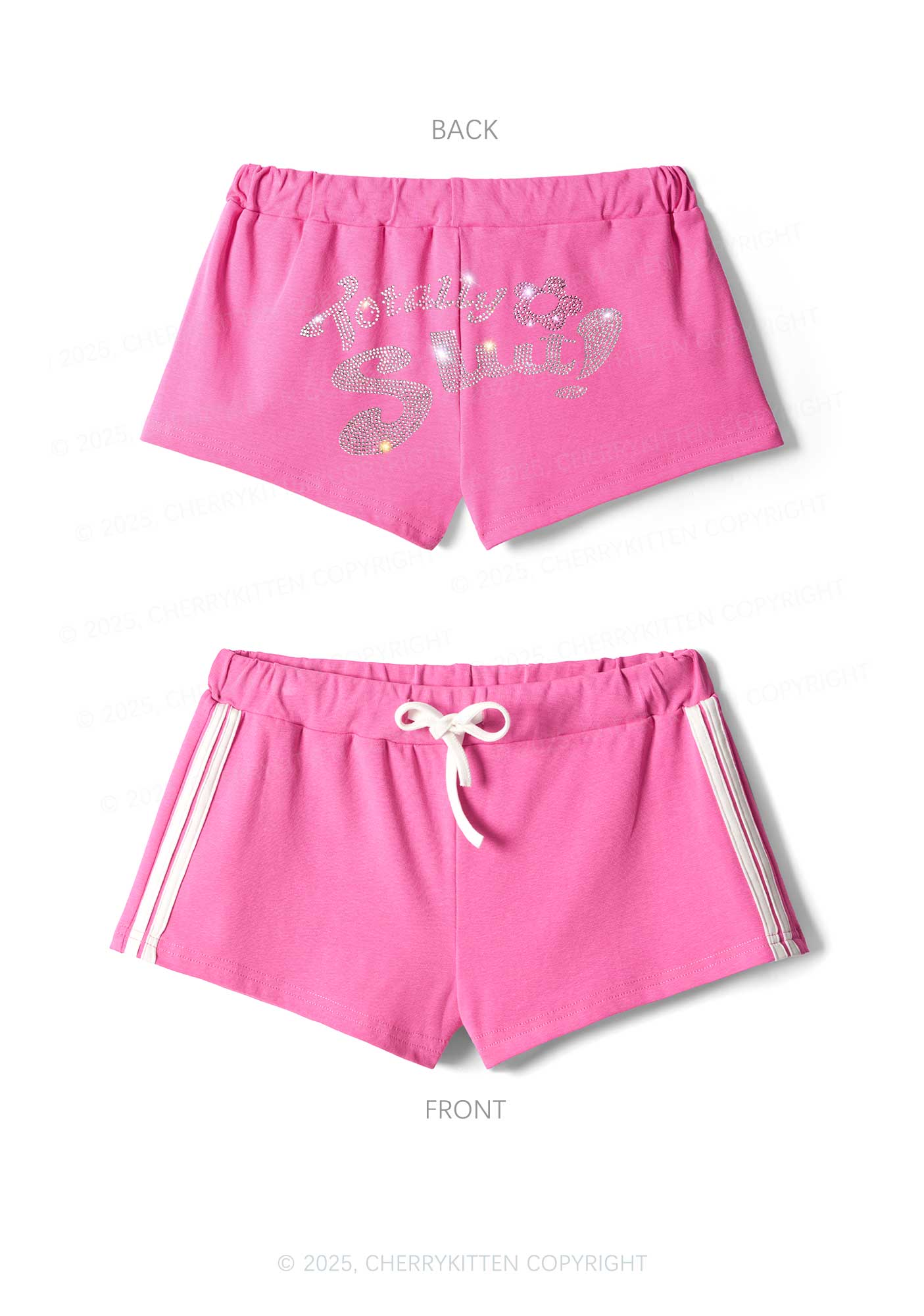 Rhinestone Totally Slxt Y2K Drawstring Mini Shorts Cherrykitten - Image 3