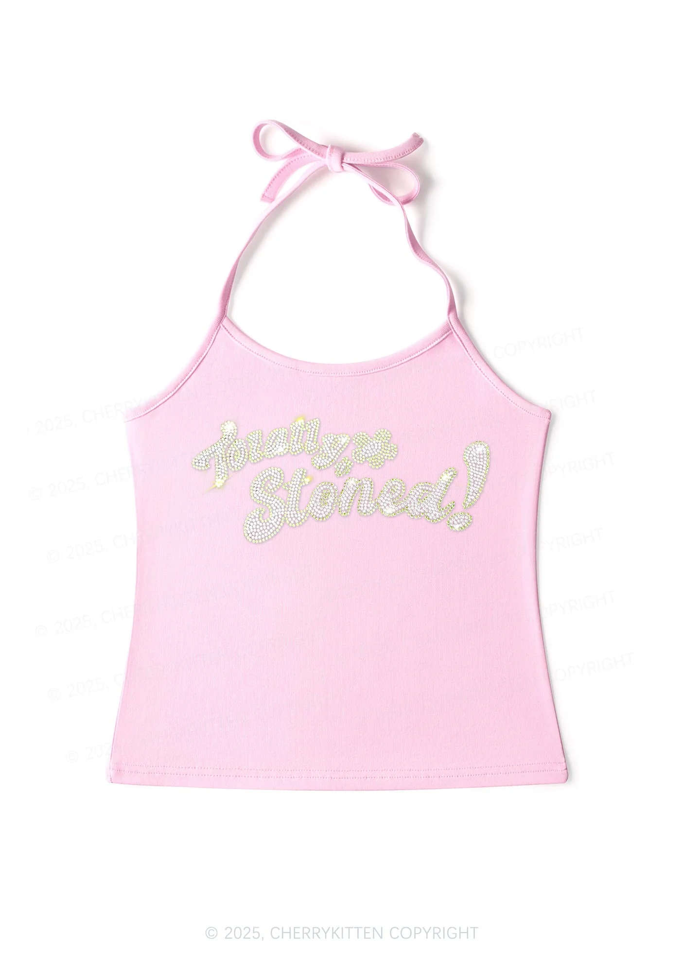 Rhinestone Totally Stoned Y2K Halter Neck Cami Cherrykitten - Image 6