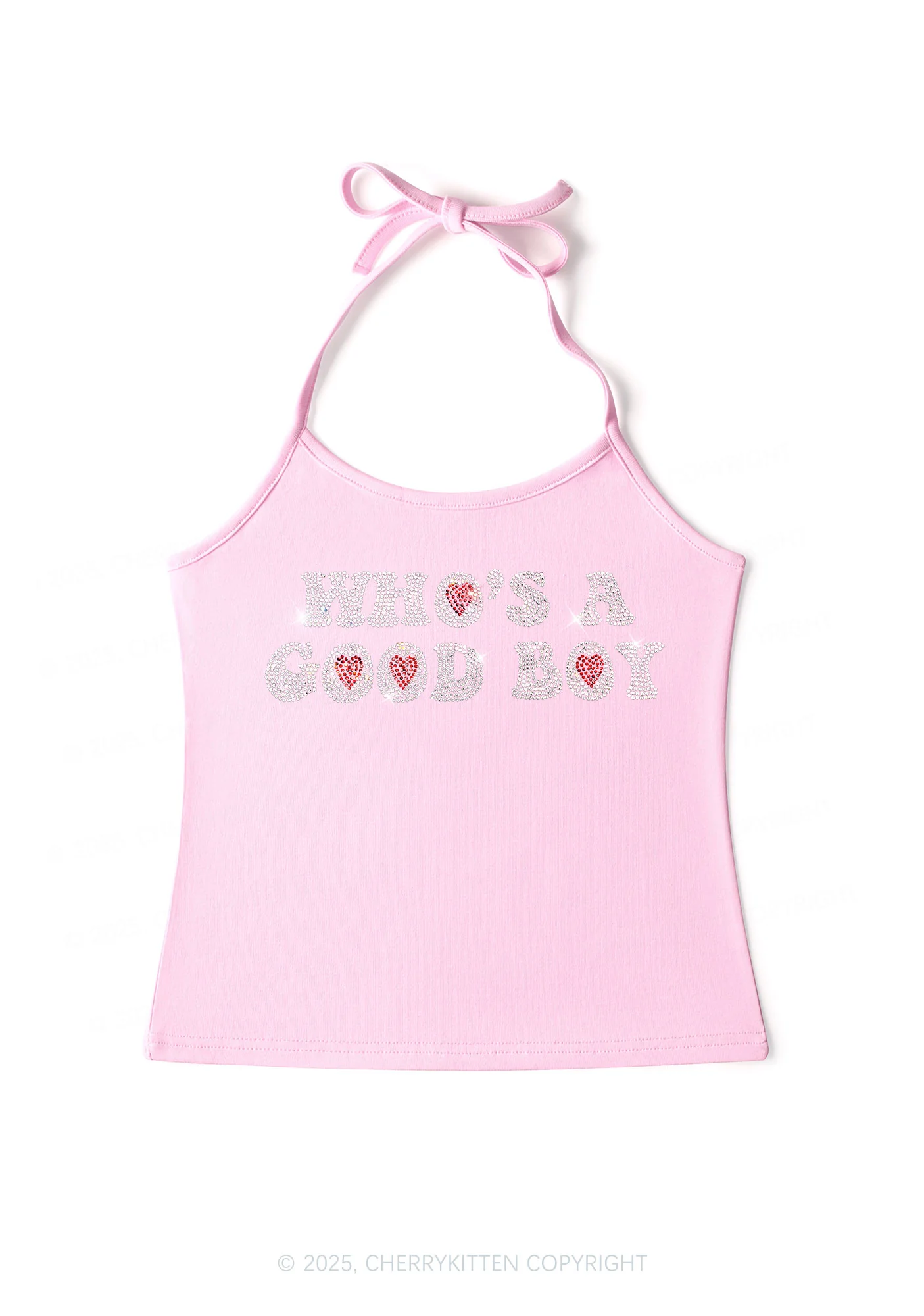 Rhinestone Whos A Good Boy Y2K Halter Neck Cami Cherrykitten - Image 4