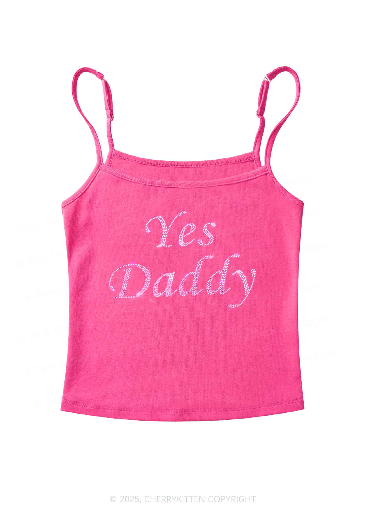 Rhinestone Yes Daddy Y2K Spaghetti Strap Cami Cherrykitten - Image 3