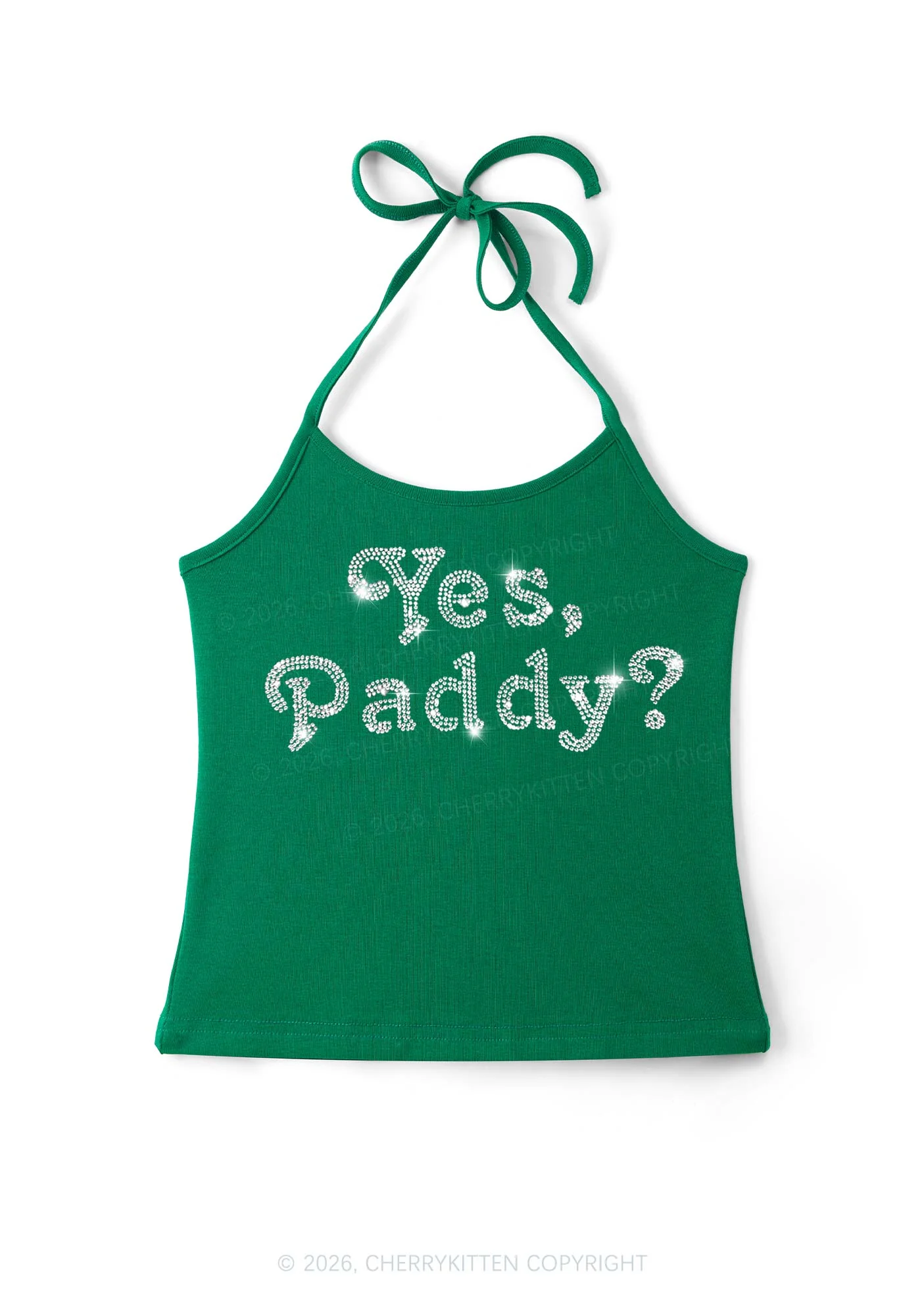 Rhinestone Yes Paddy St Patricks Y2K Halter Neck Cami Cherrykitten