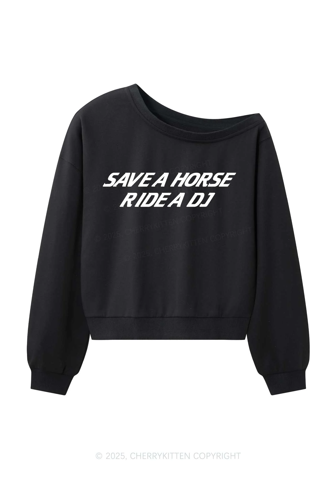 Ride A DJ Y2K Off Shoulder Sweatshirts Cherrykitten