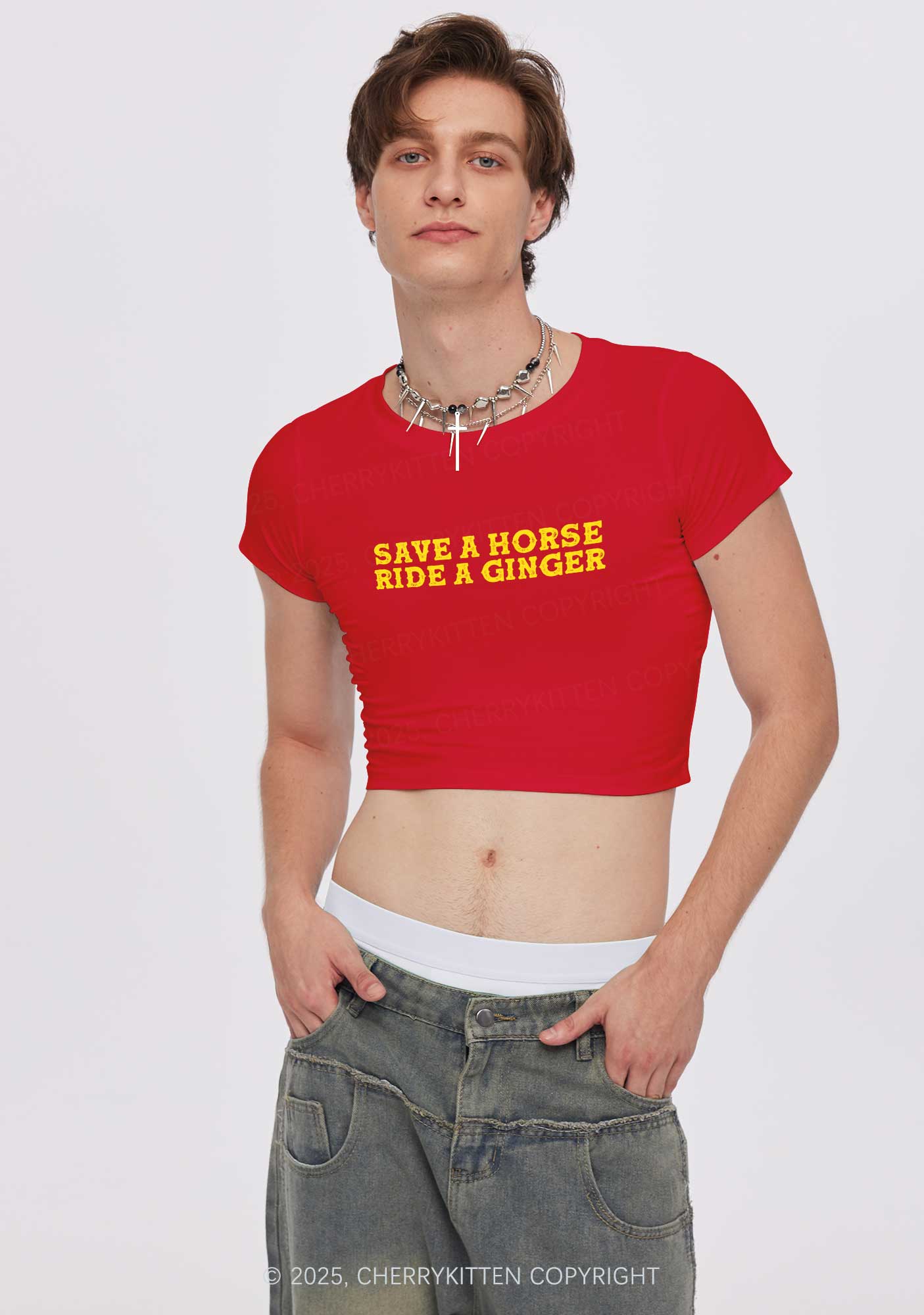 Ride A Ginger Y2K Baby Tee Cherrykitten - Image 2