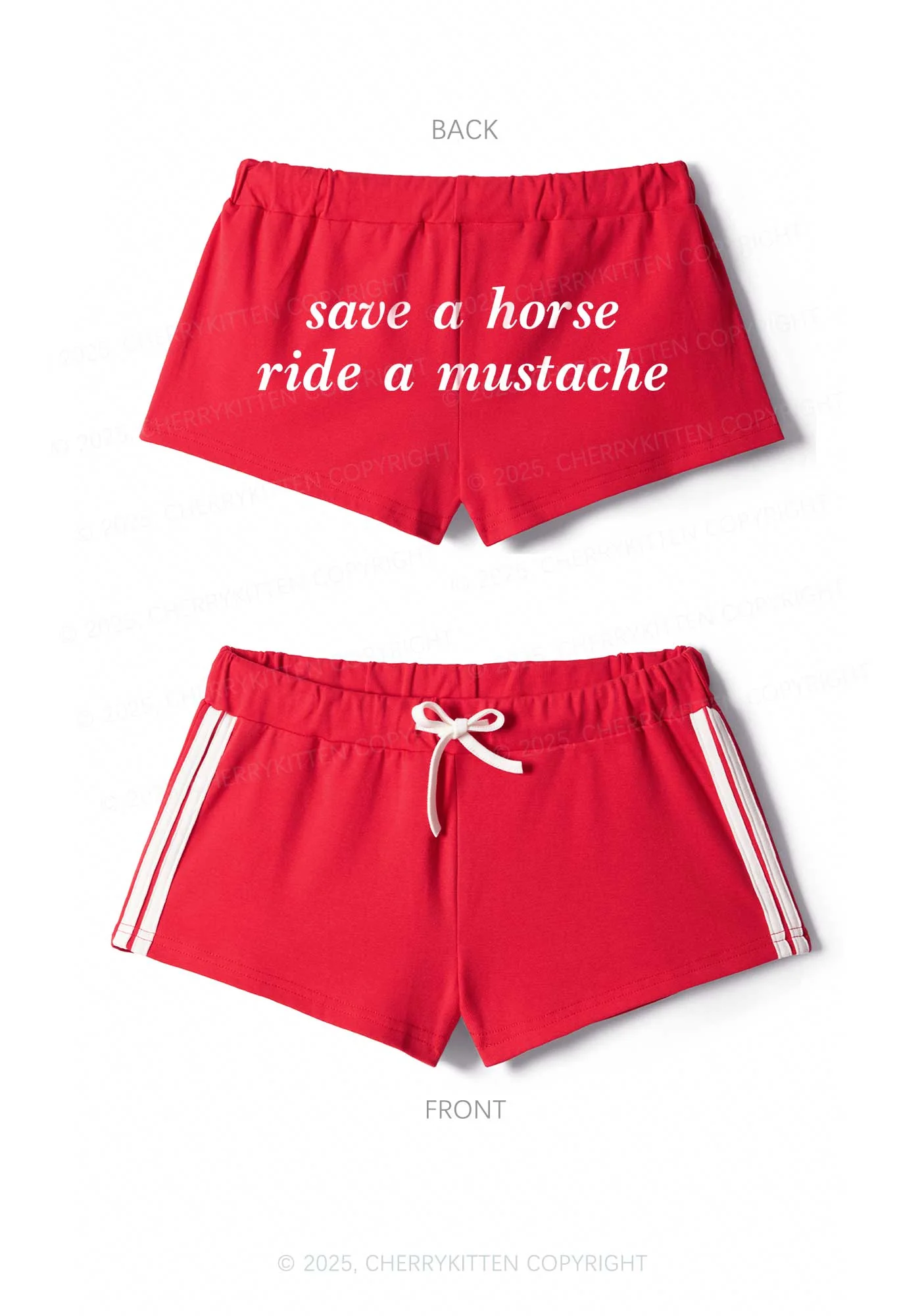 Ride A Mustache Y2K Drawstring Mini Shorts Cherrykitten - Image 4