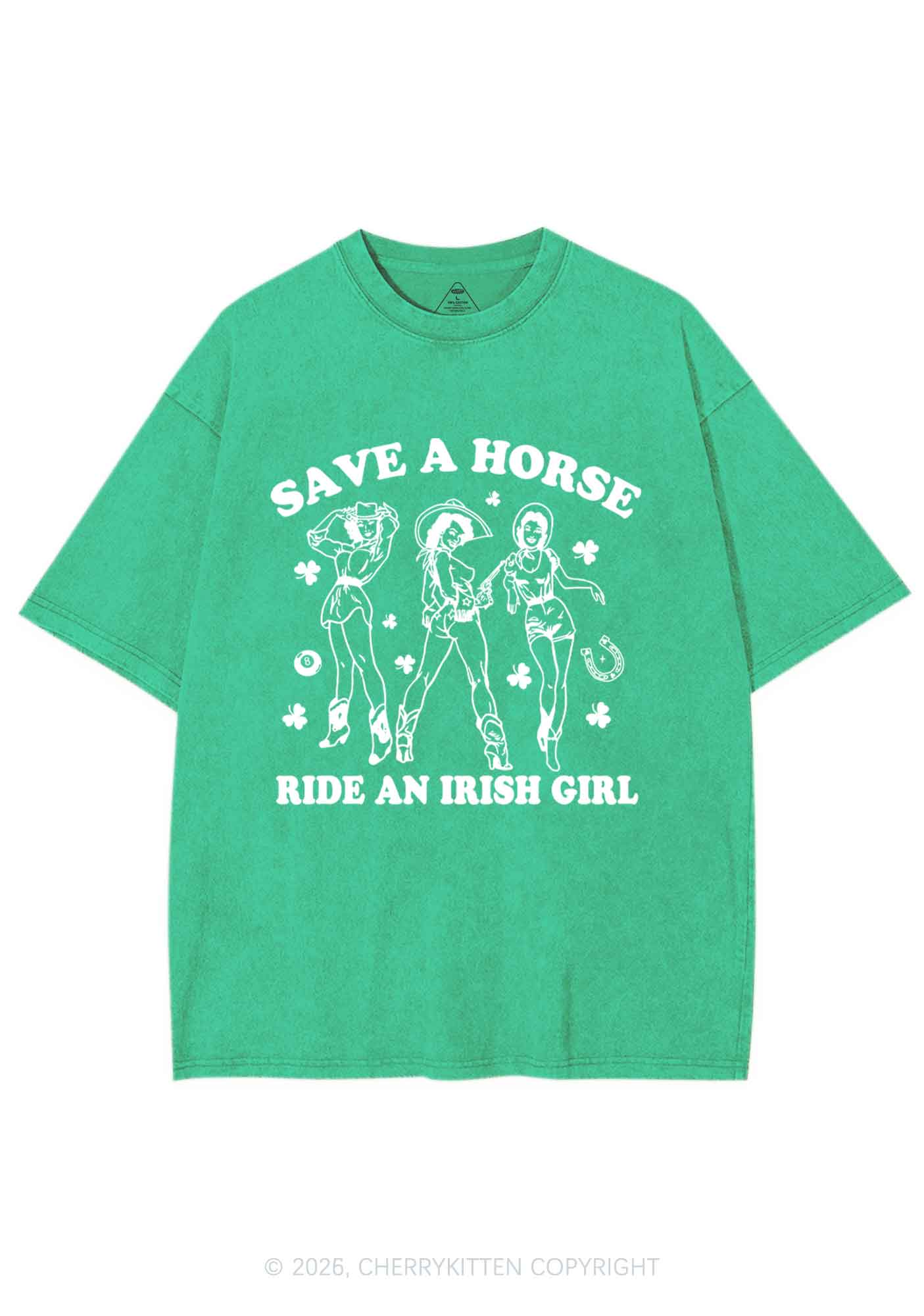 Ride An Irish Girl St Patricks Y2K Shirts Washed Tee Cherrykitten - Image 3