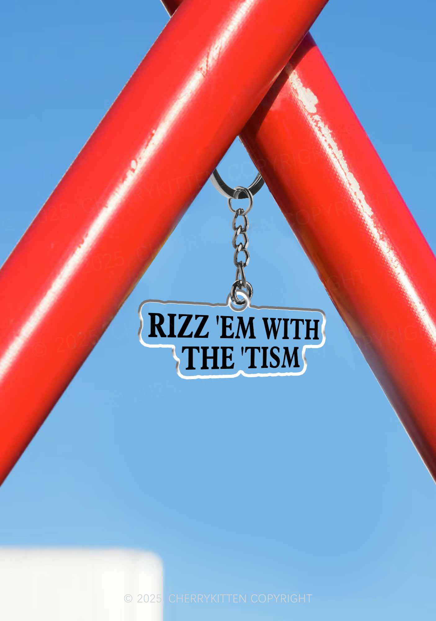 Rizz With Tism 1Pc Y2K Keychain Cherrykitten - Image 3