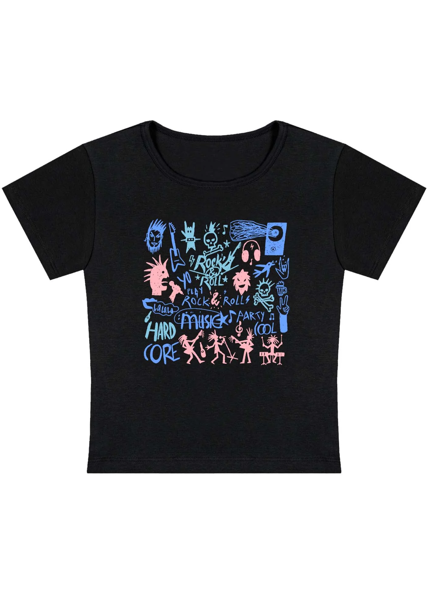 Rock&Roll Music Party Y2K Baby Tee
