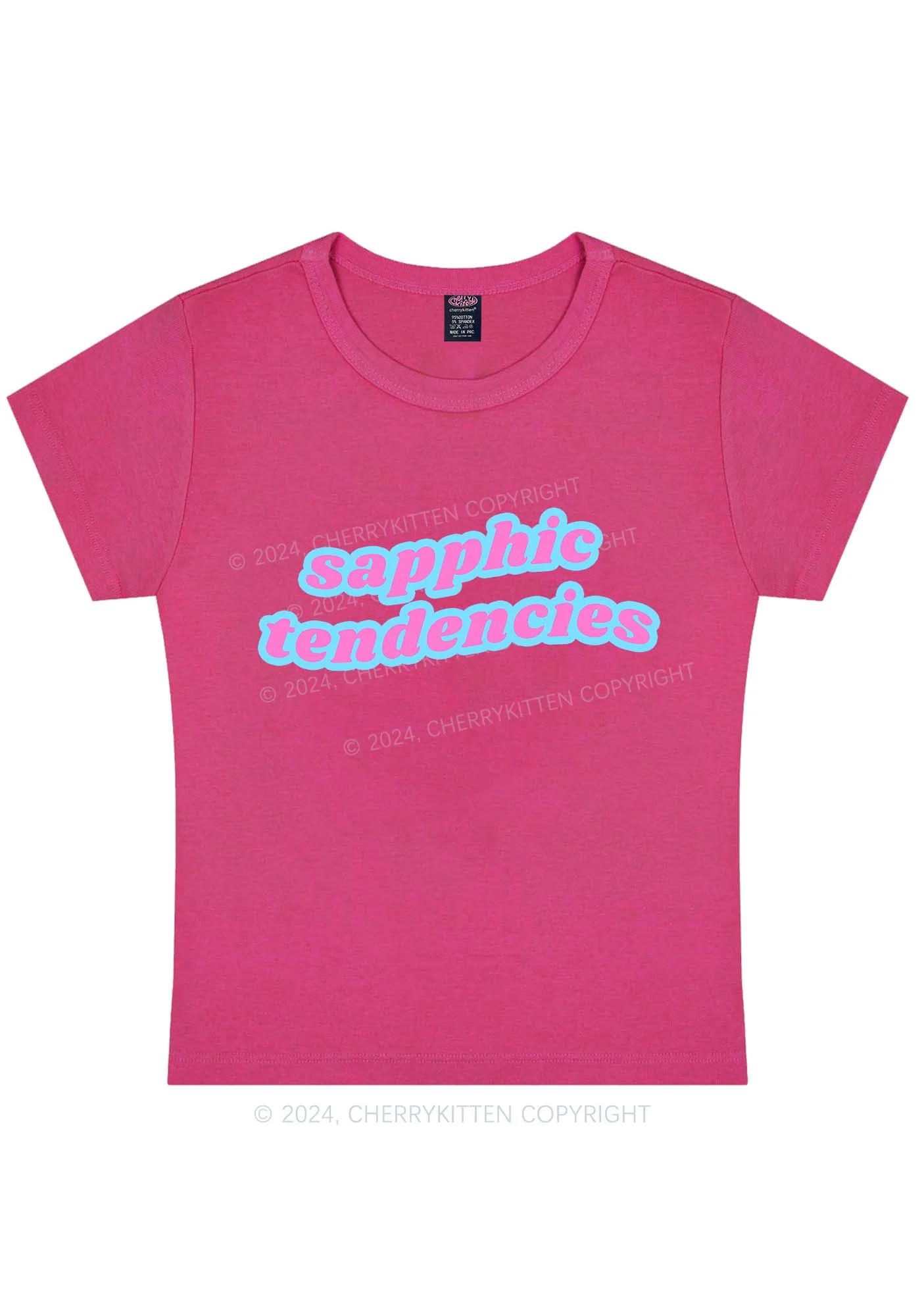 Sapphic Tendencies Y2K Baby Tee Cherrykitten - Image 7