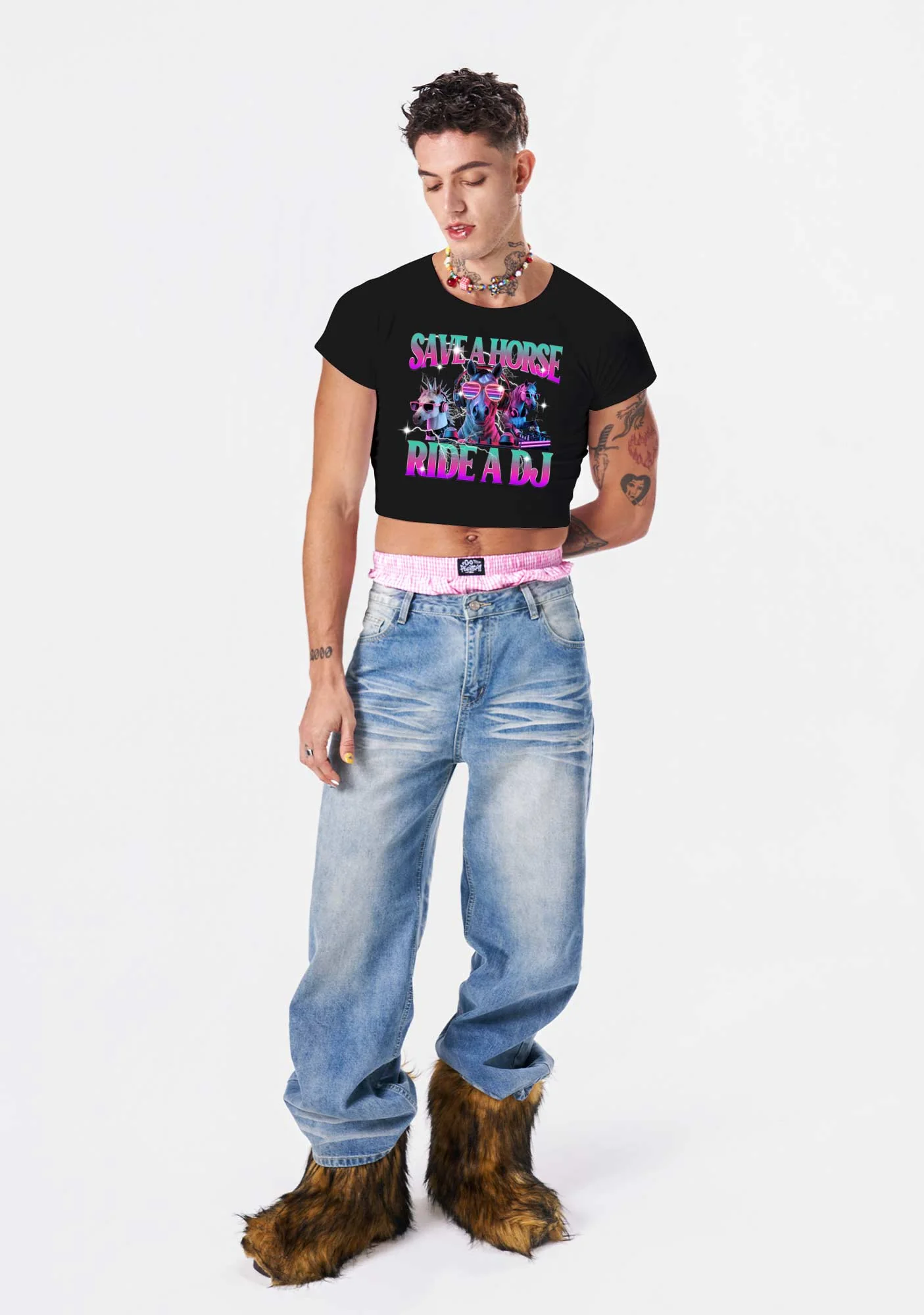 Save DJ Horse Y2K Baby Tee Cherrykitten - Image 2