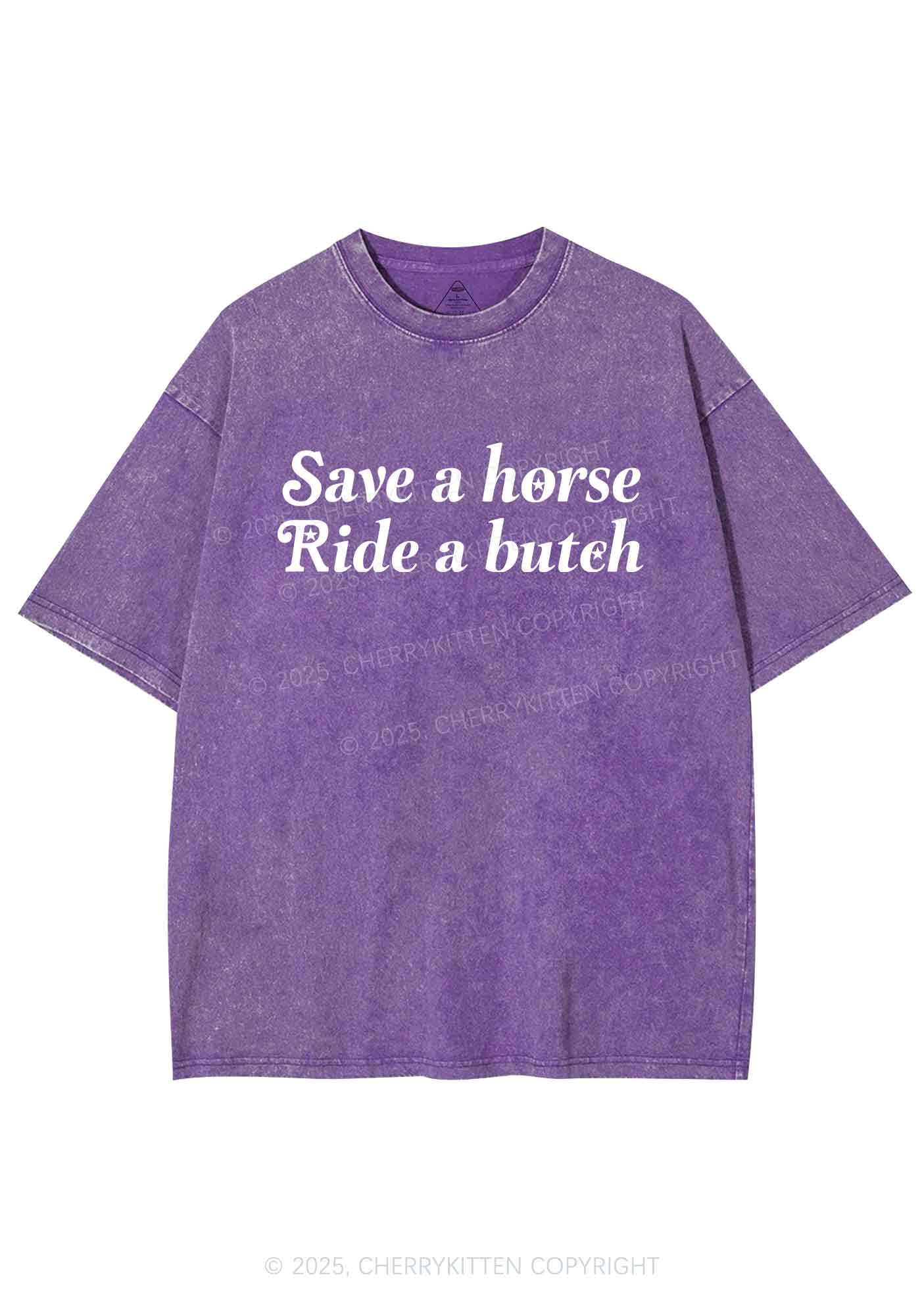 Save Horse Ride Butch Y2K Shirts Washed Tee Cherrykitten - Image 5