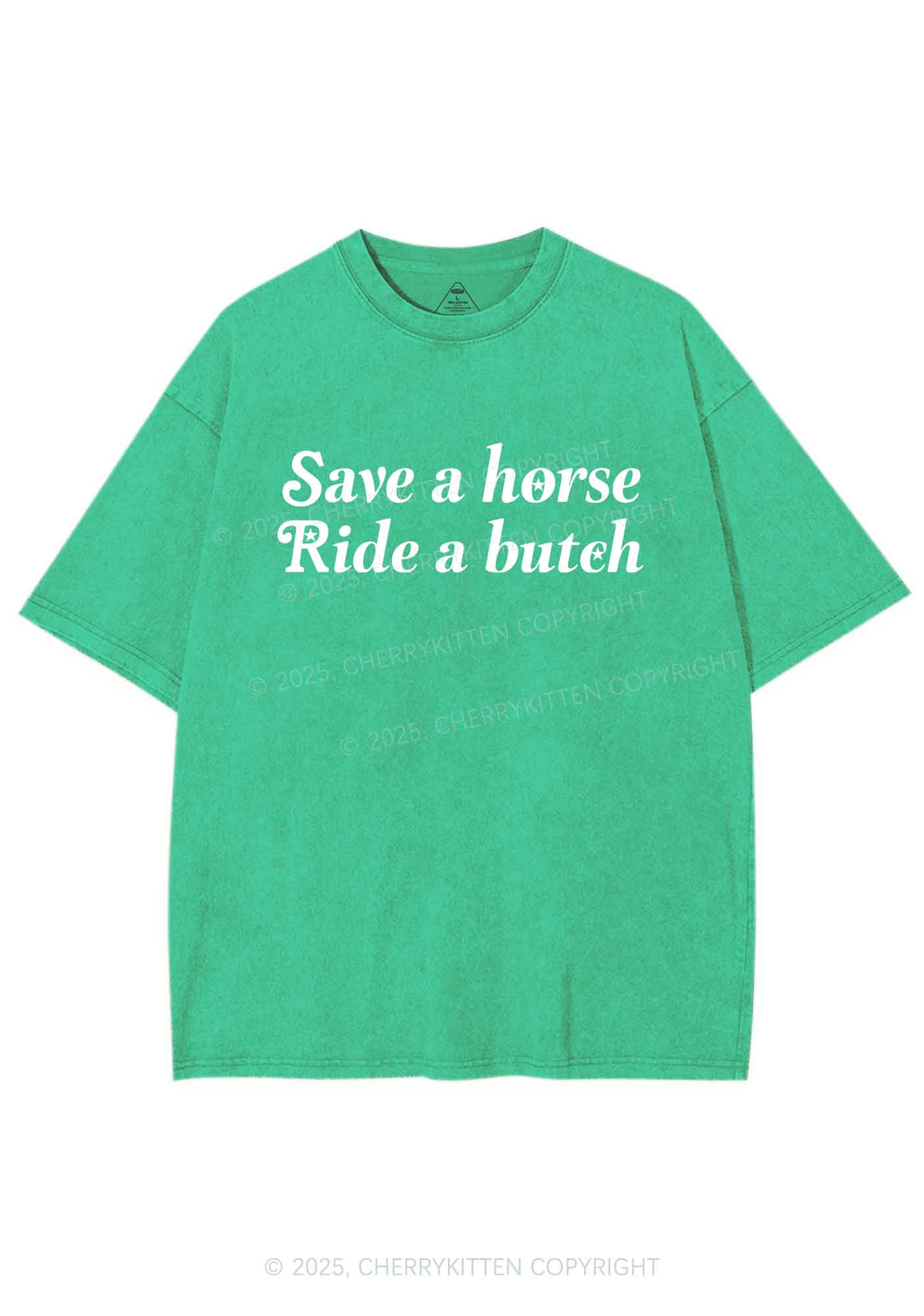 Save Horse Ride Butch Y2K Shirts Washed Tee Cherrykitten - Image 8