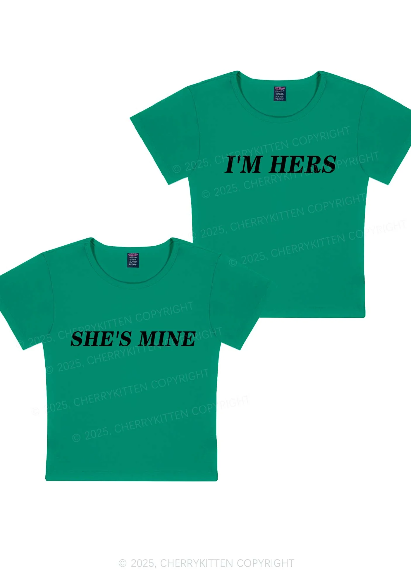 Shes Mine Im Hers Y2K Valentine's Day Baby Tee Cherrykitten - Image 11